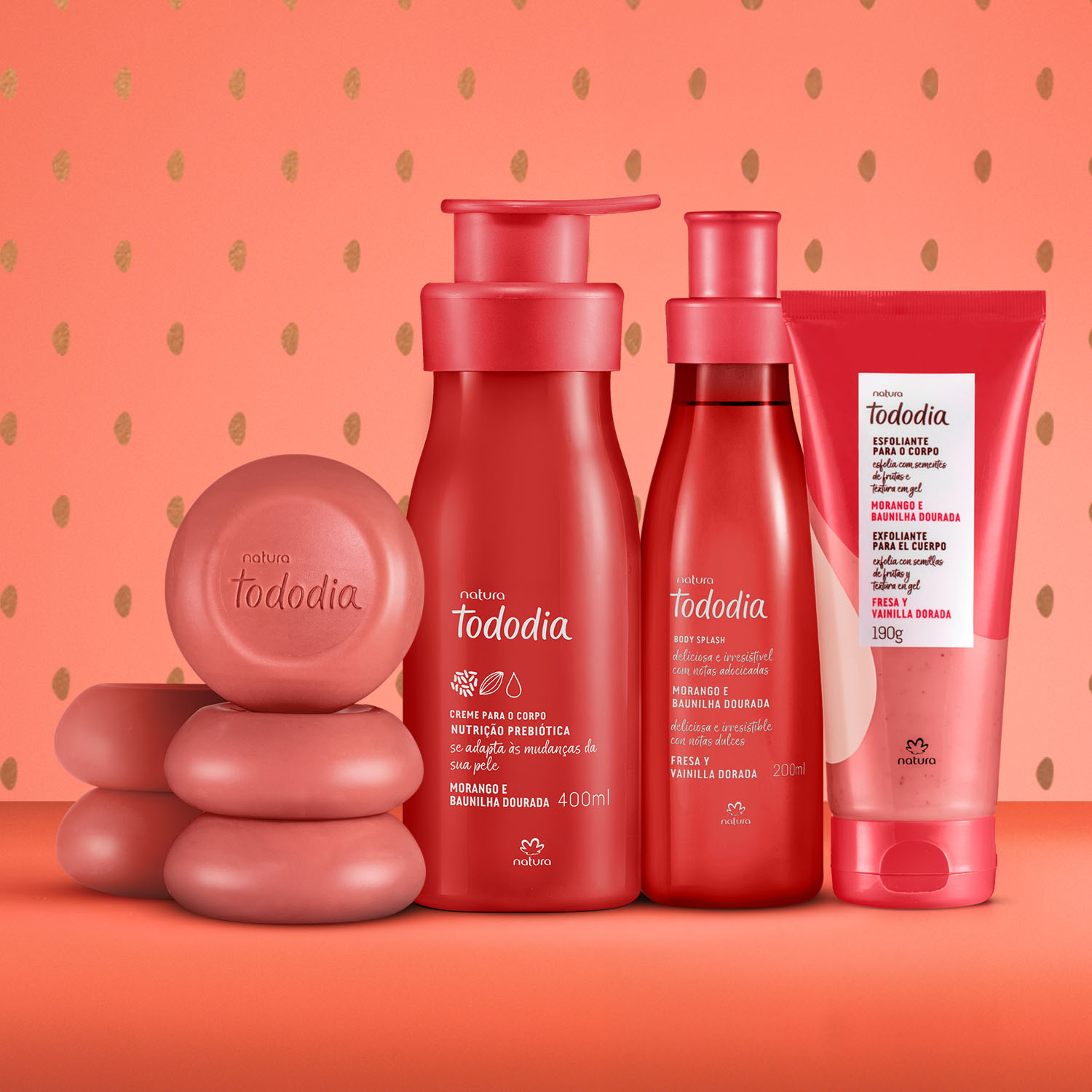 Kit Tododia Morango e Baunilha Dourada