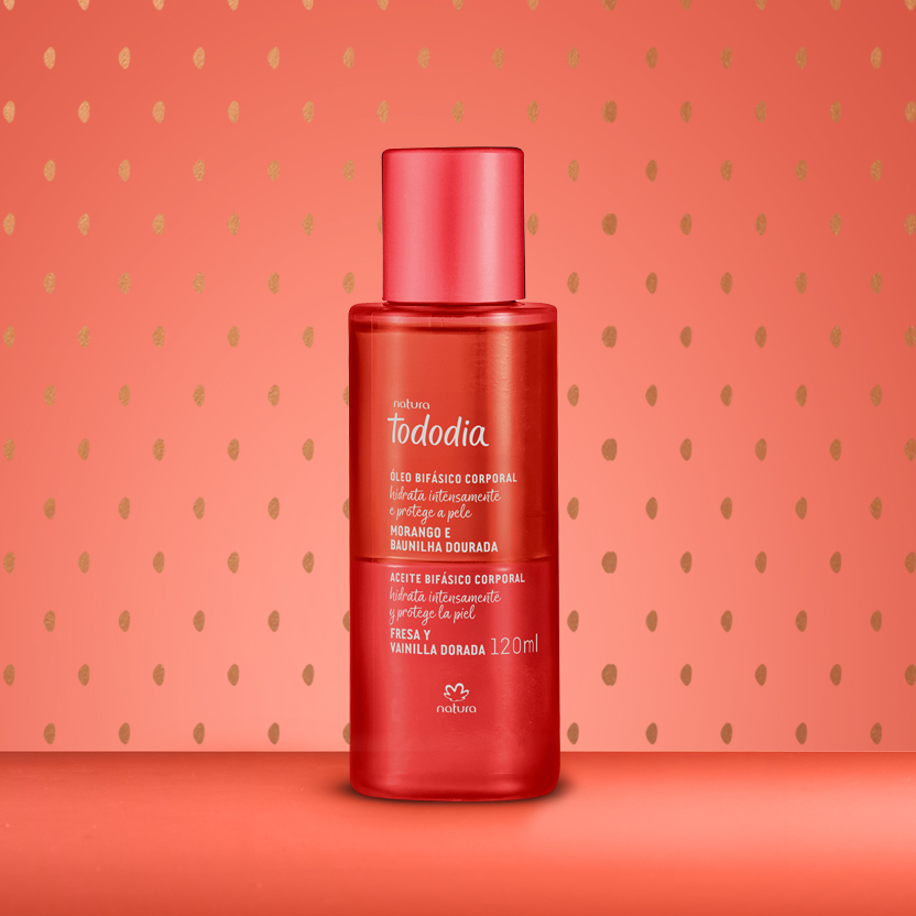 Óleo Bifásico Corporal Tododia Morango e Baunilha Dourada