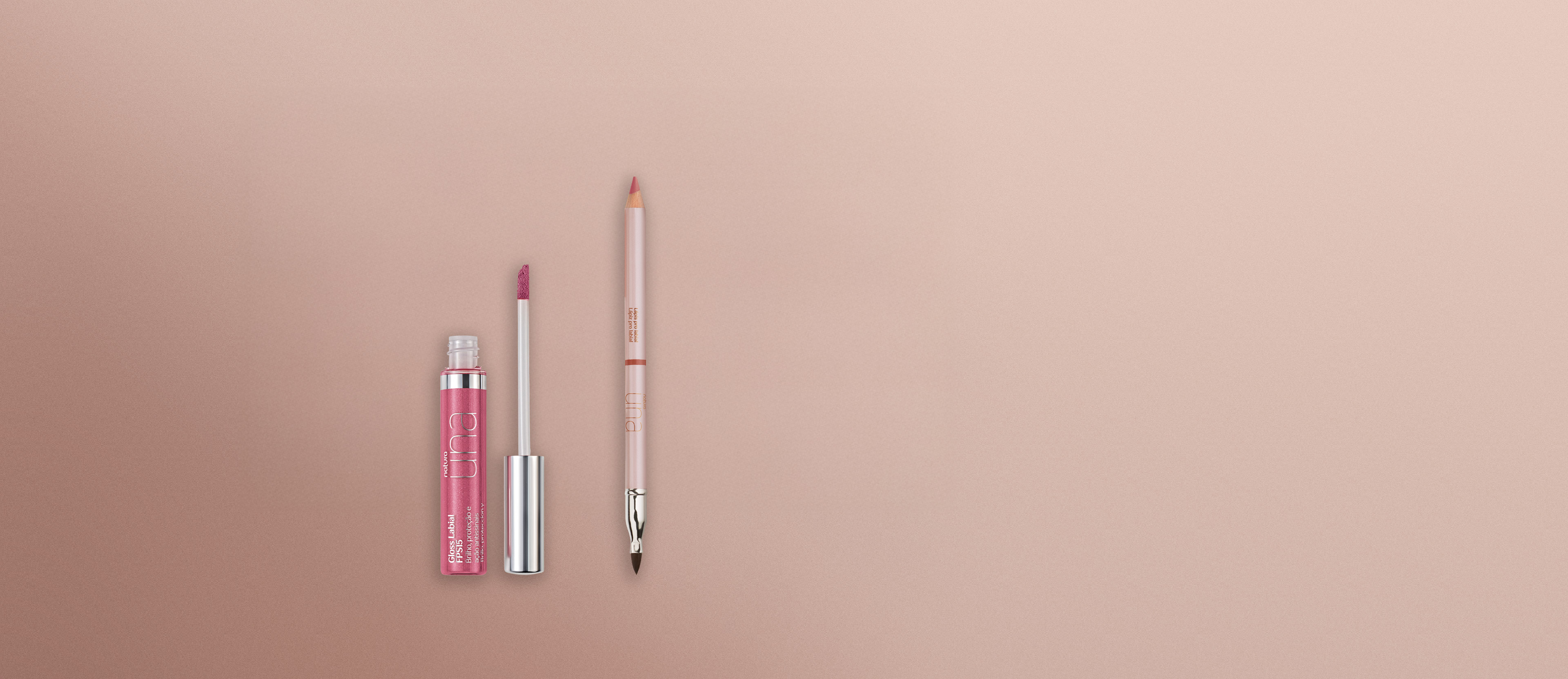 Kit Una Gloss Pink 100 com Lápis Rosê (2 produtos)