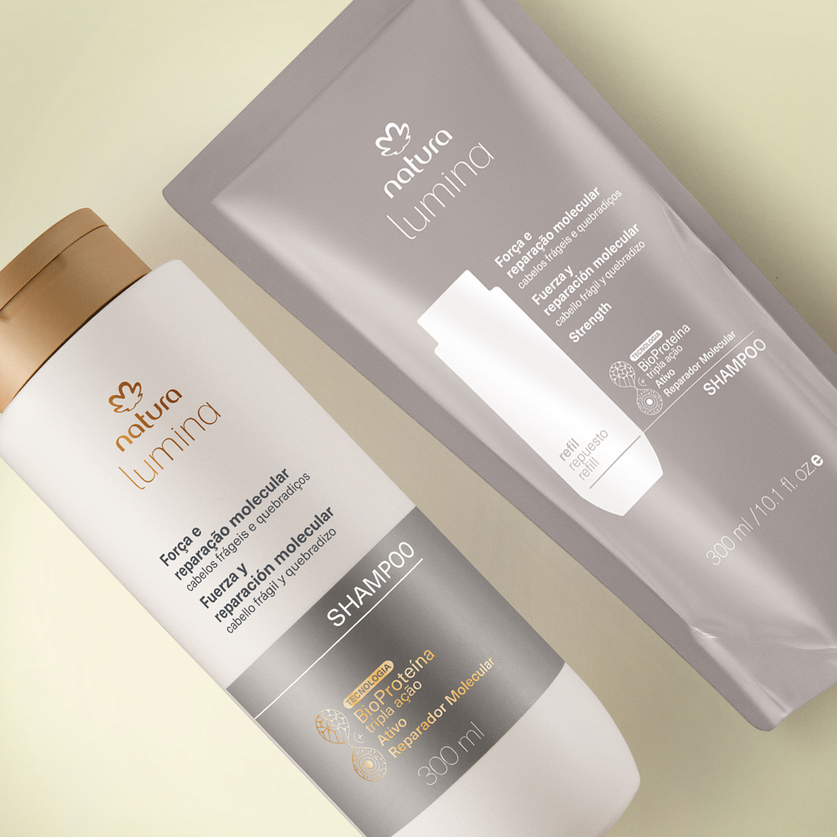 Kit Shampoo Lumina Força e Reparação Molecular com Refil