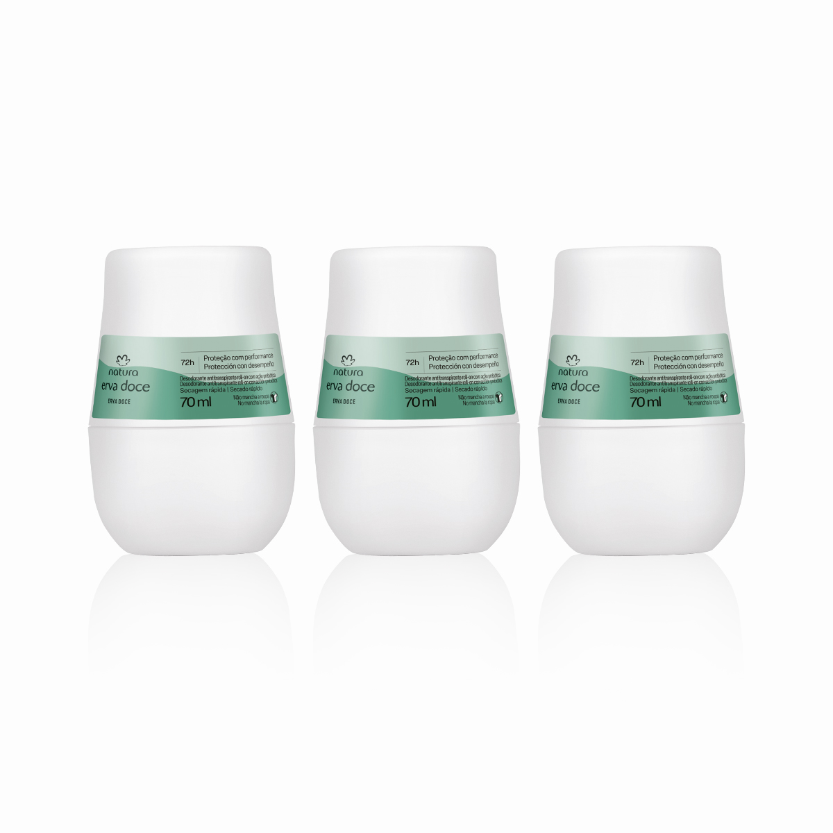 Kit Desodorante Antitranspirante Roll-on Erva Doce (3 unidades)