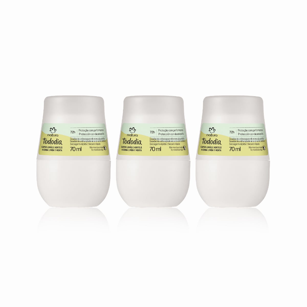Kit Desodorante Antitranspirante Roll-on Tododia Capim Limão e Hortelã (3 unidades)