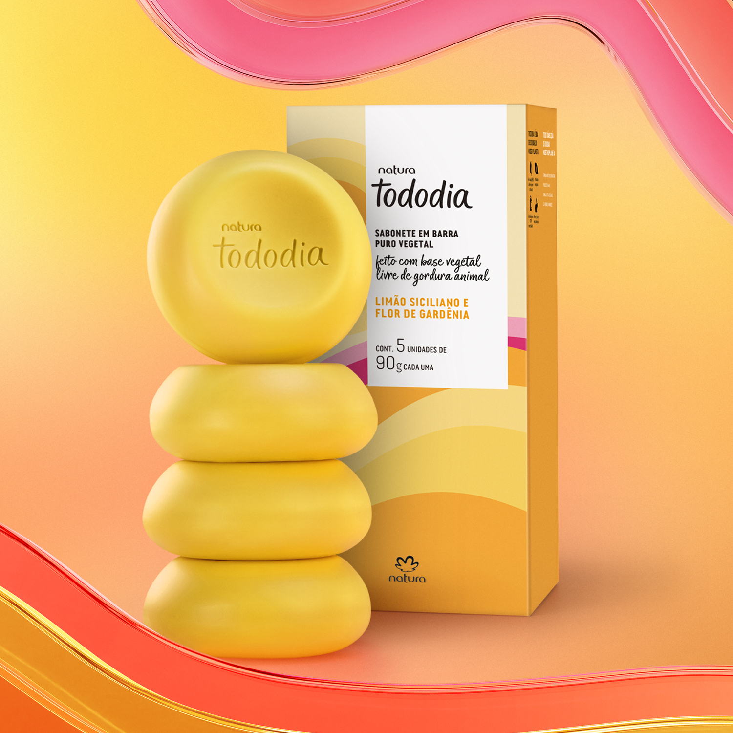 Sabonete em Barra Puro Vegetal Tododia Limão Siciliano e Flor de Gardênia
