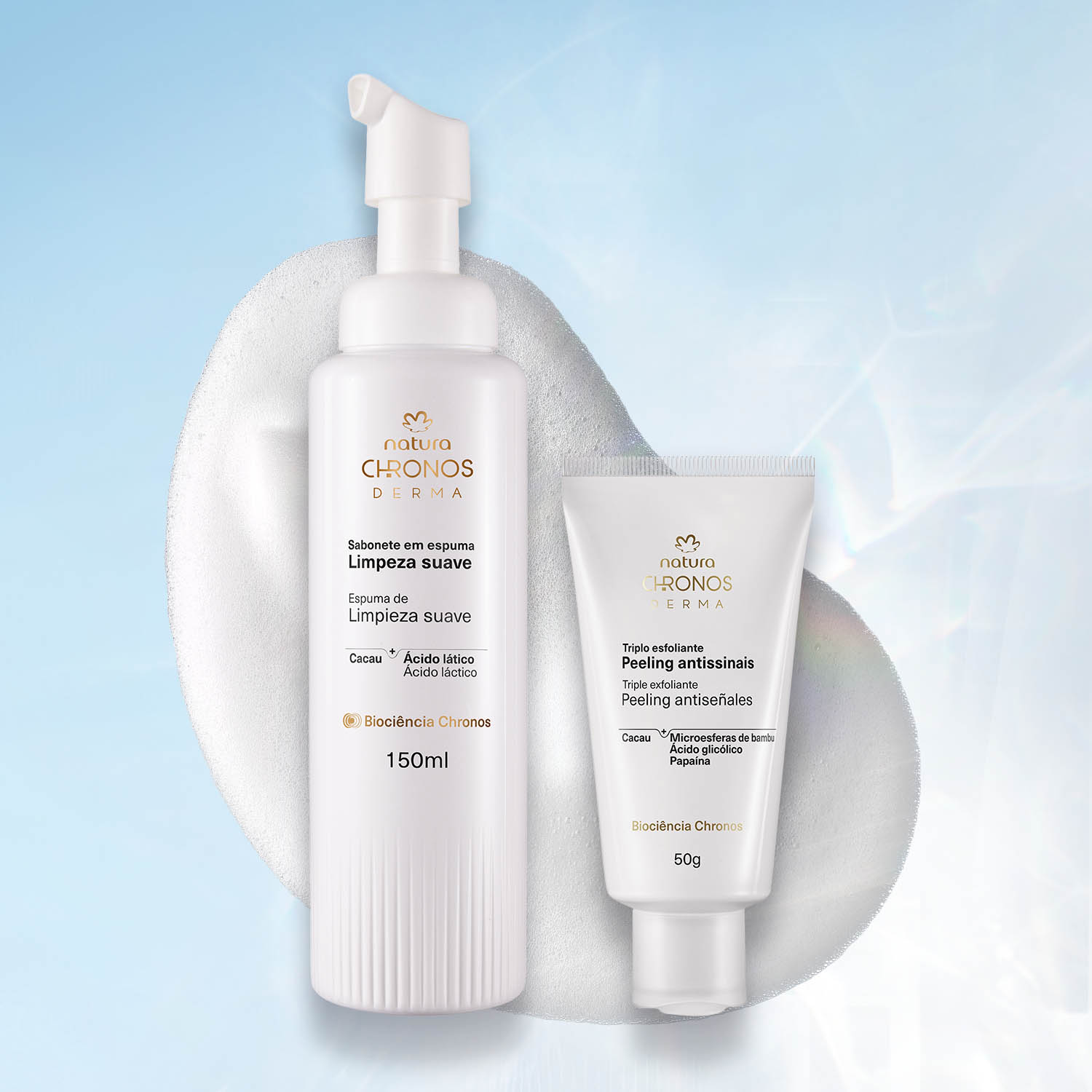 Kit Sabonete em Espuma e Triplo Esfoliante Antissinais Chronos Derma