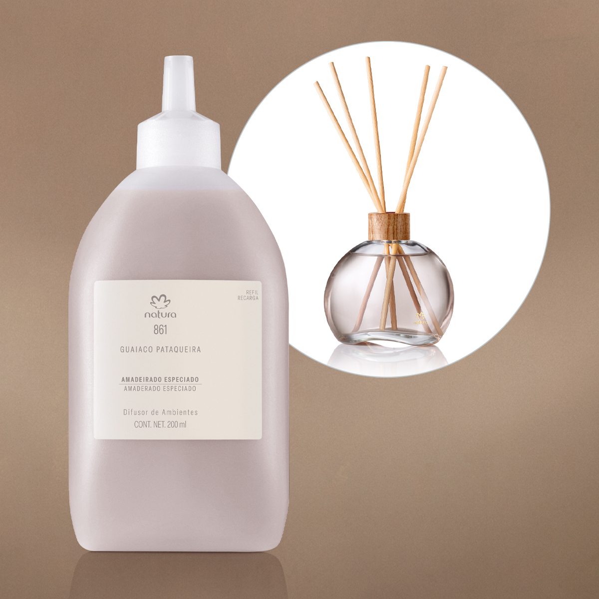 Refil Difusor Natura 861 Guaiaco Pataqueira 200 ml sem vareta
