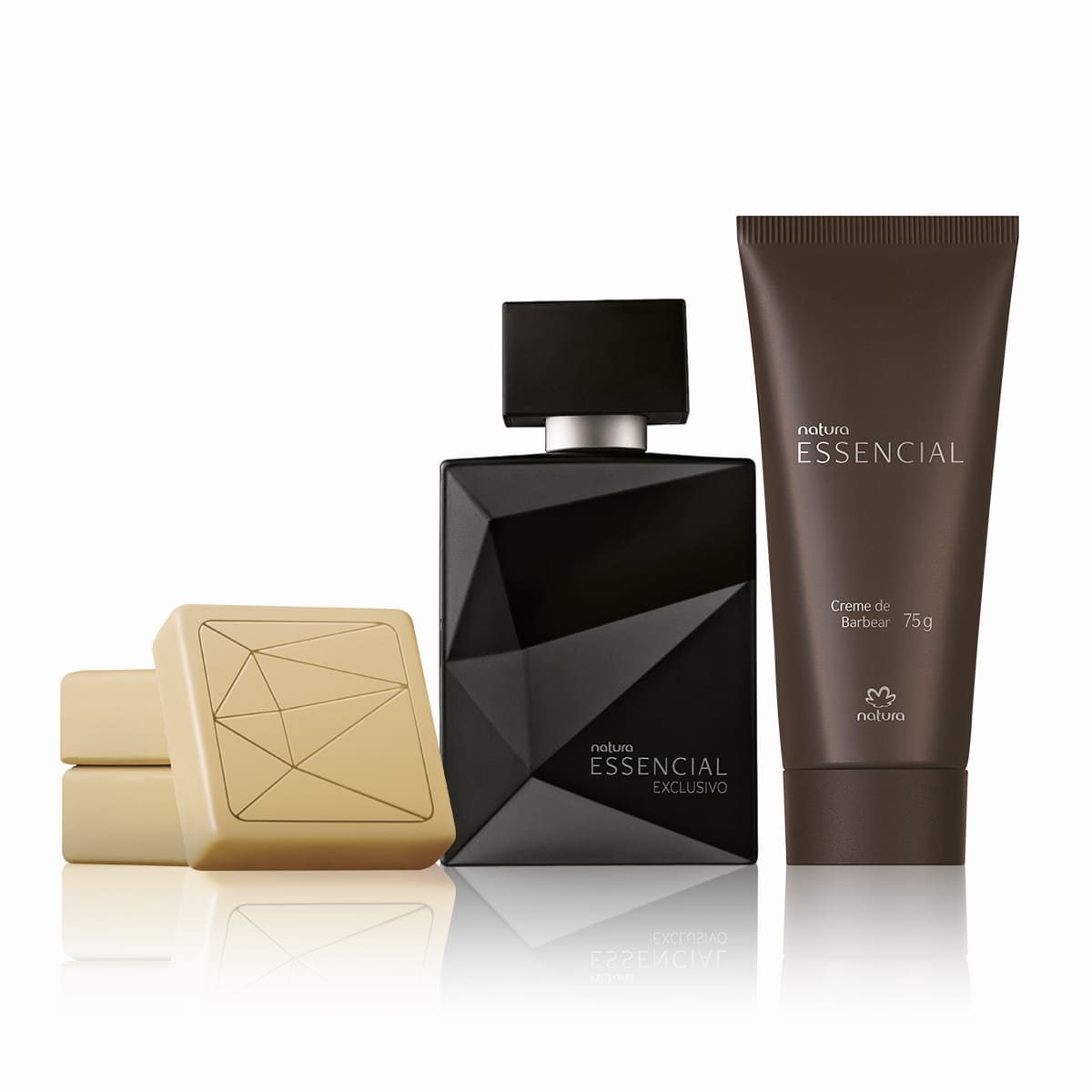 Kit Essencial Exclusivo Masculino, Sabonete em Barra e Creme de Barbear (3 produtos)