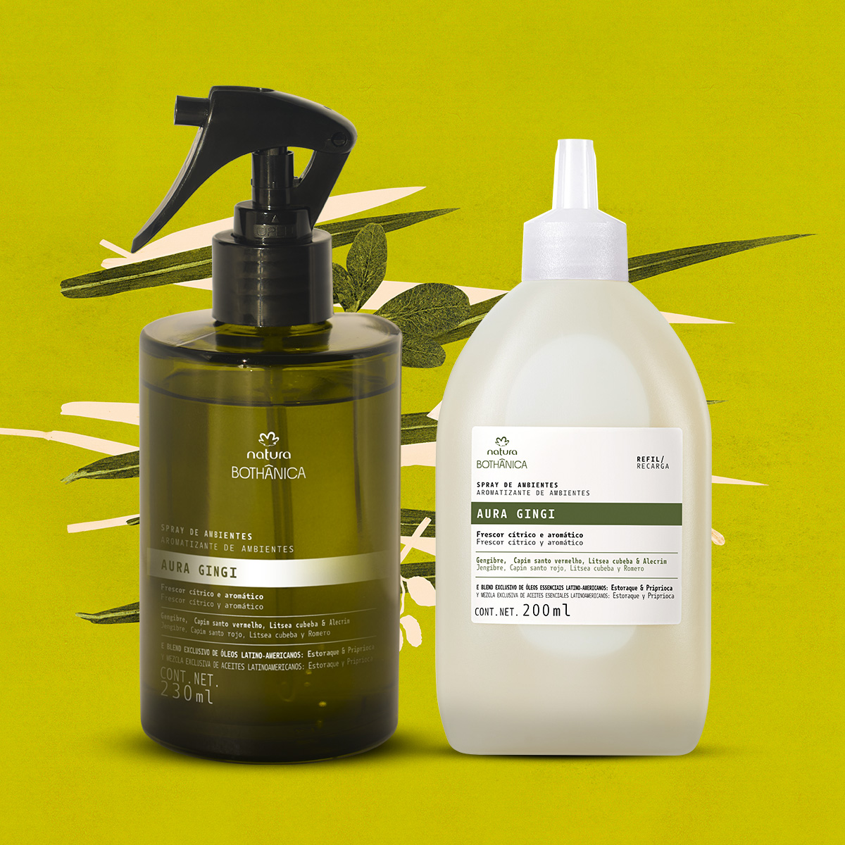 Kit Bothânica Spray para Ambientes Aura Gingi e Refil (2 produtos)