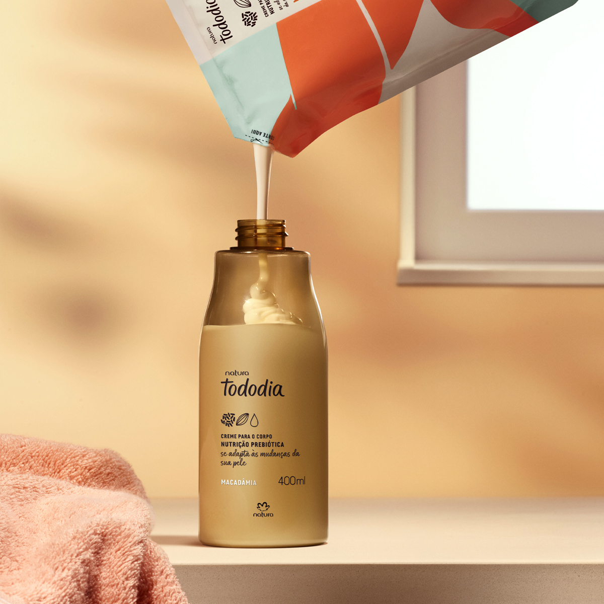 Kit Creme Desodorante Nutritivo Corporal Tododia Macadâmia com Refil