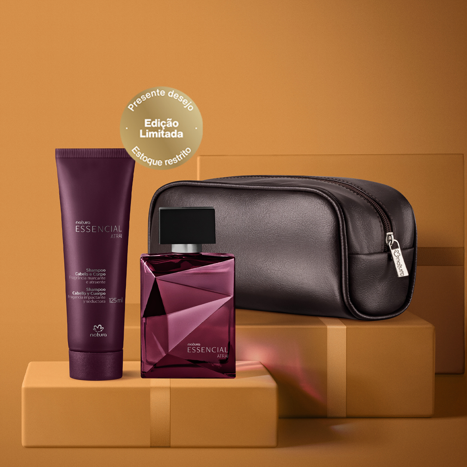 Presente Natura Essencial Atrai Masculino com Nécessaire (3 produtos)