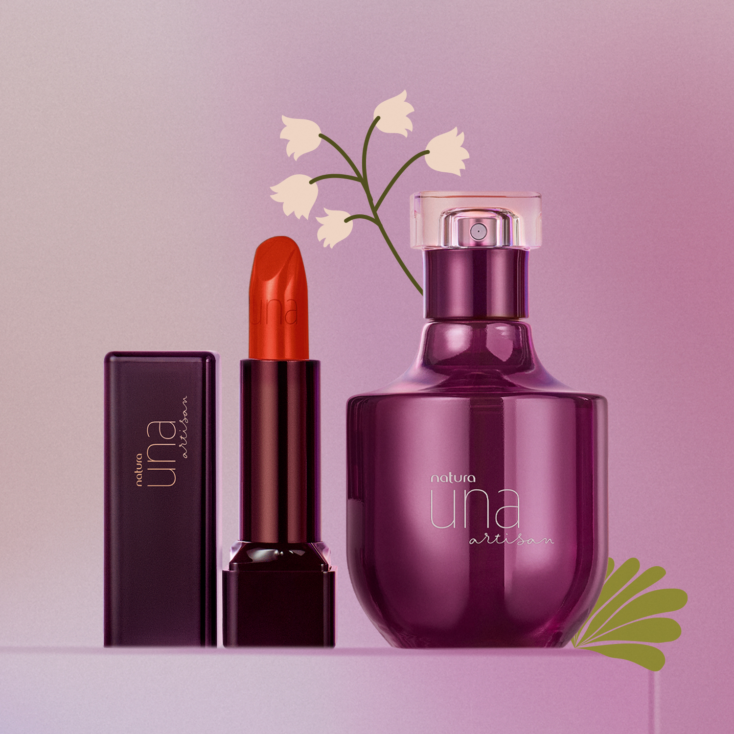 Kit Una Artisan Deo Parfum e Batom Laranja