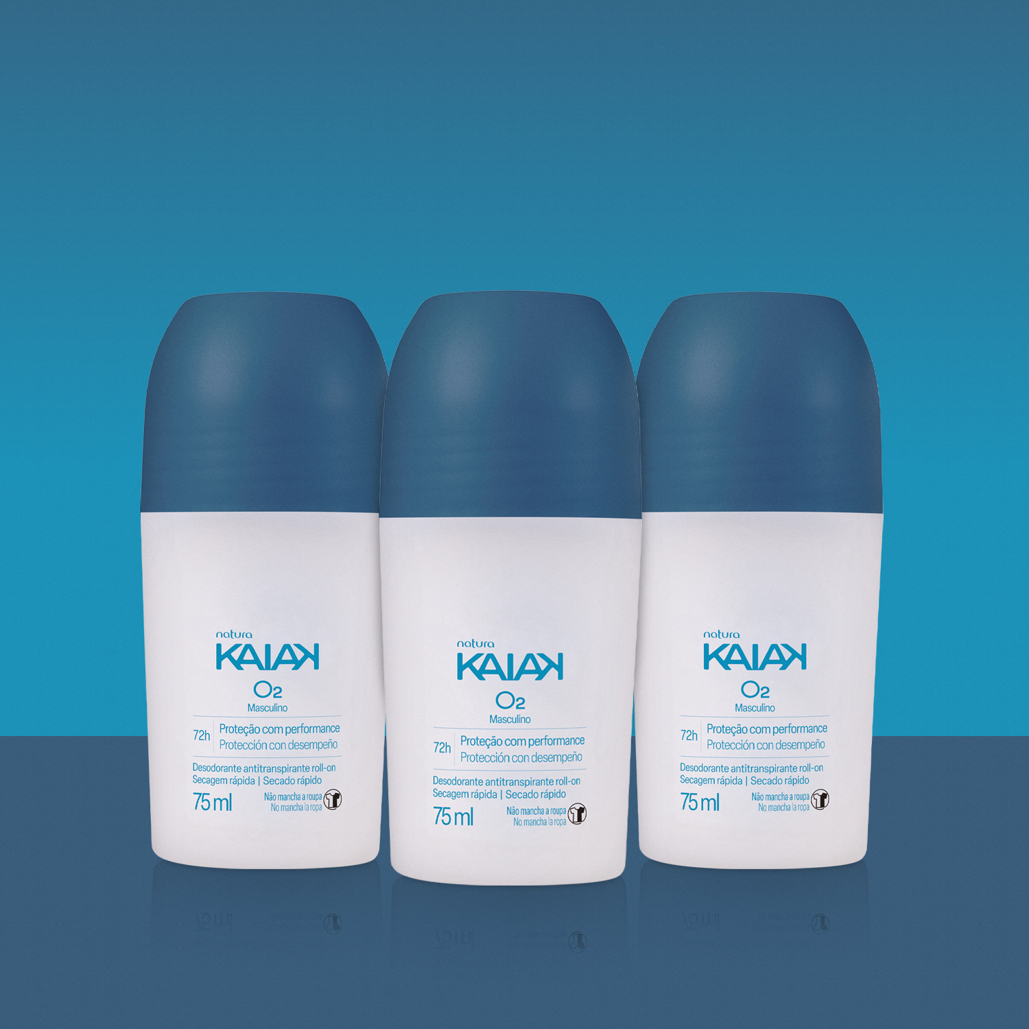 Kit Desodorante Antitranspirante Roll-on Kaiak O2 Masculino (3 unidades)