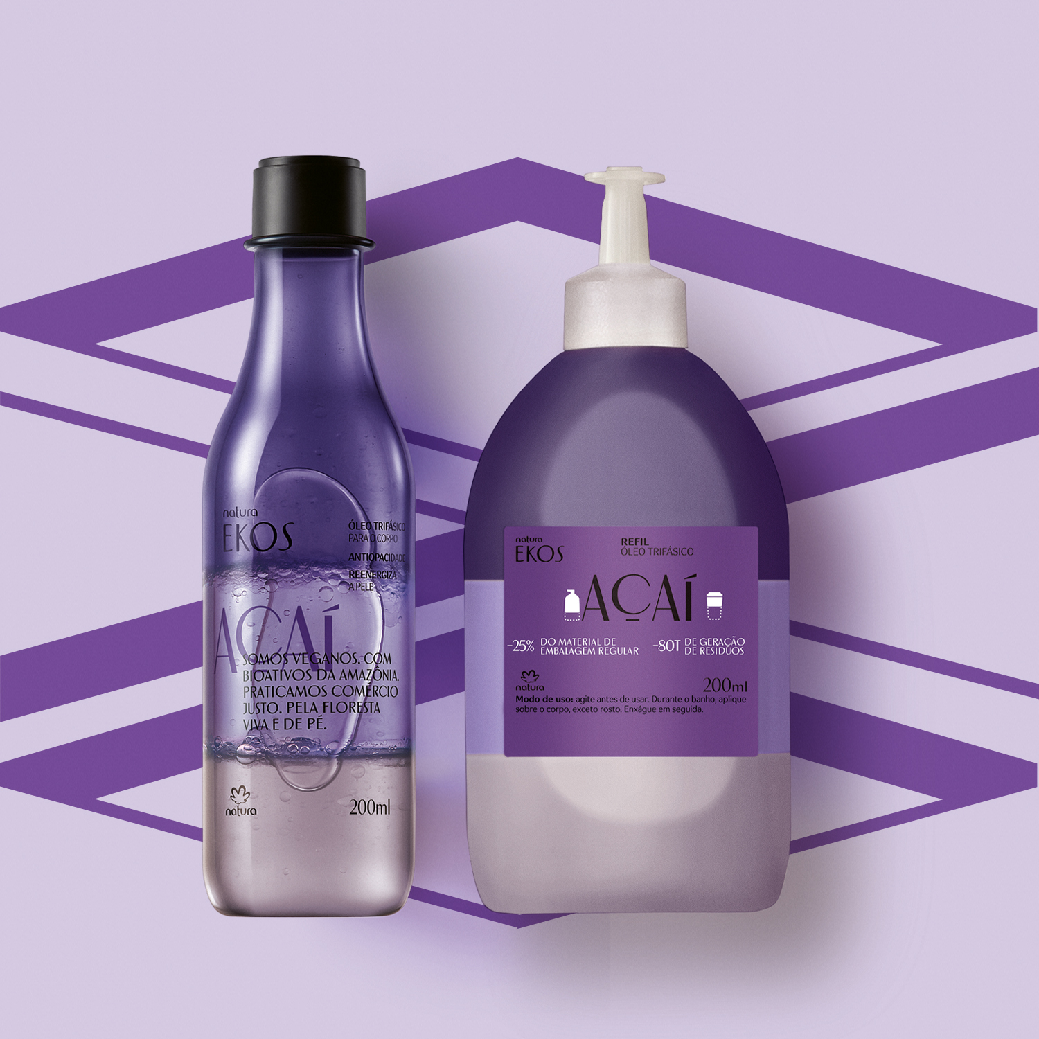 Kit Óleo Trifásico Desodorante Corporal Ekos Açaí com Refil (2 produtos)