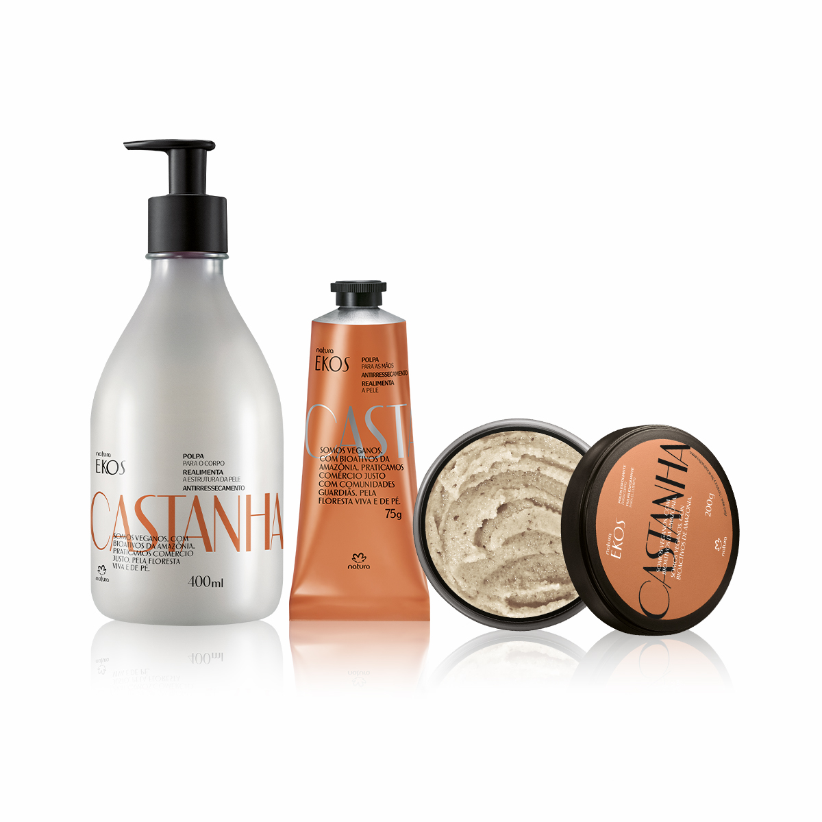 Kit Ekos Castanha Esfoliante e Hidratante Corpo e Mãos (3 produtos) Kit Ekos Castanha Esfoliante e Hidratante Corpo e Mãos (3 produtos)