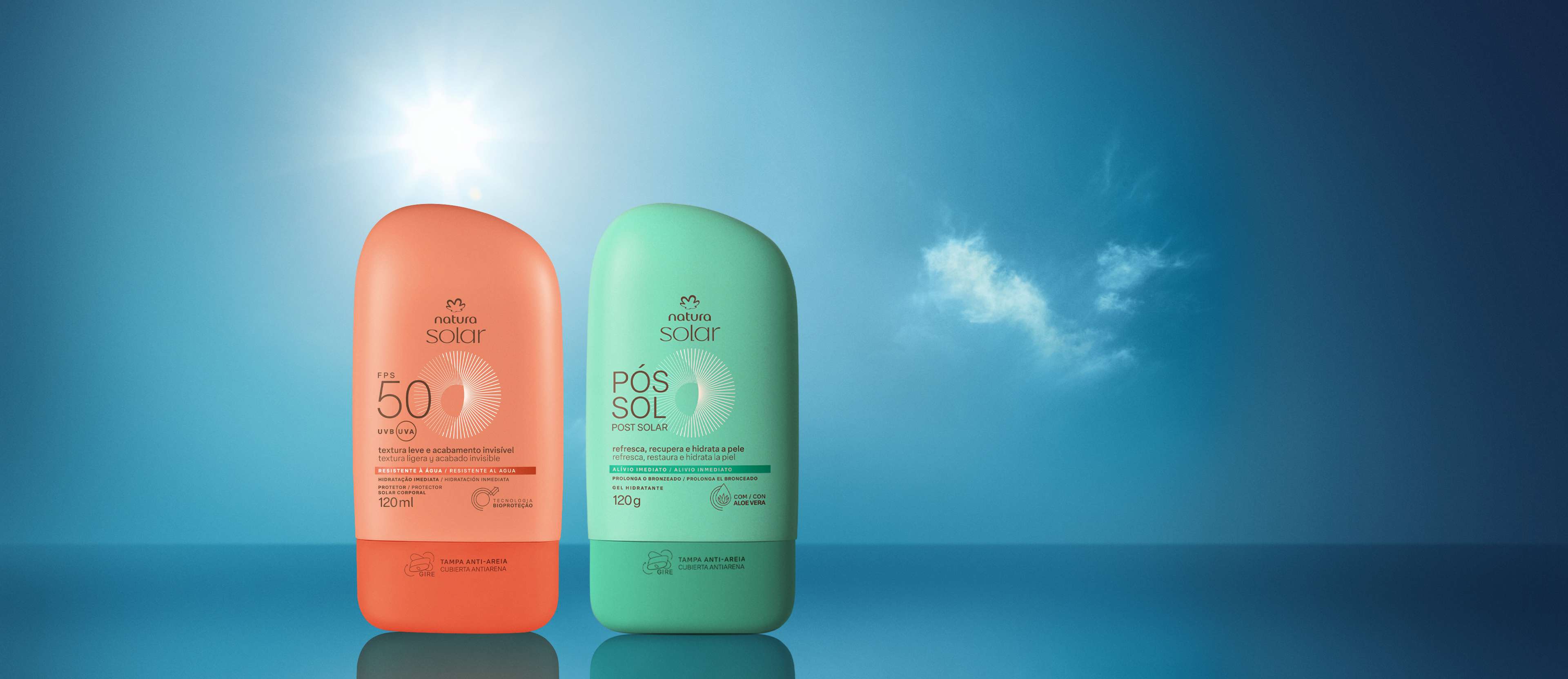 Kit Protetor Solar Corporal FPS 50 e Gel Hidratante Pós-sol Natura Solar