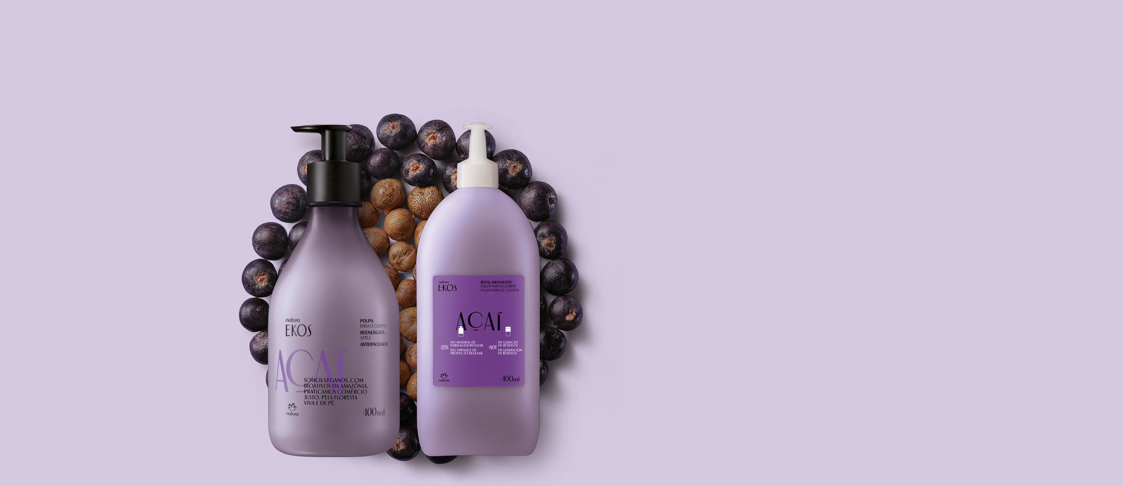 Kit Polpa Desodorante Hidratante Para o Corpo Ekos Açaí com Refil (2 produtos)