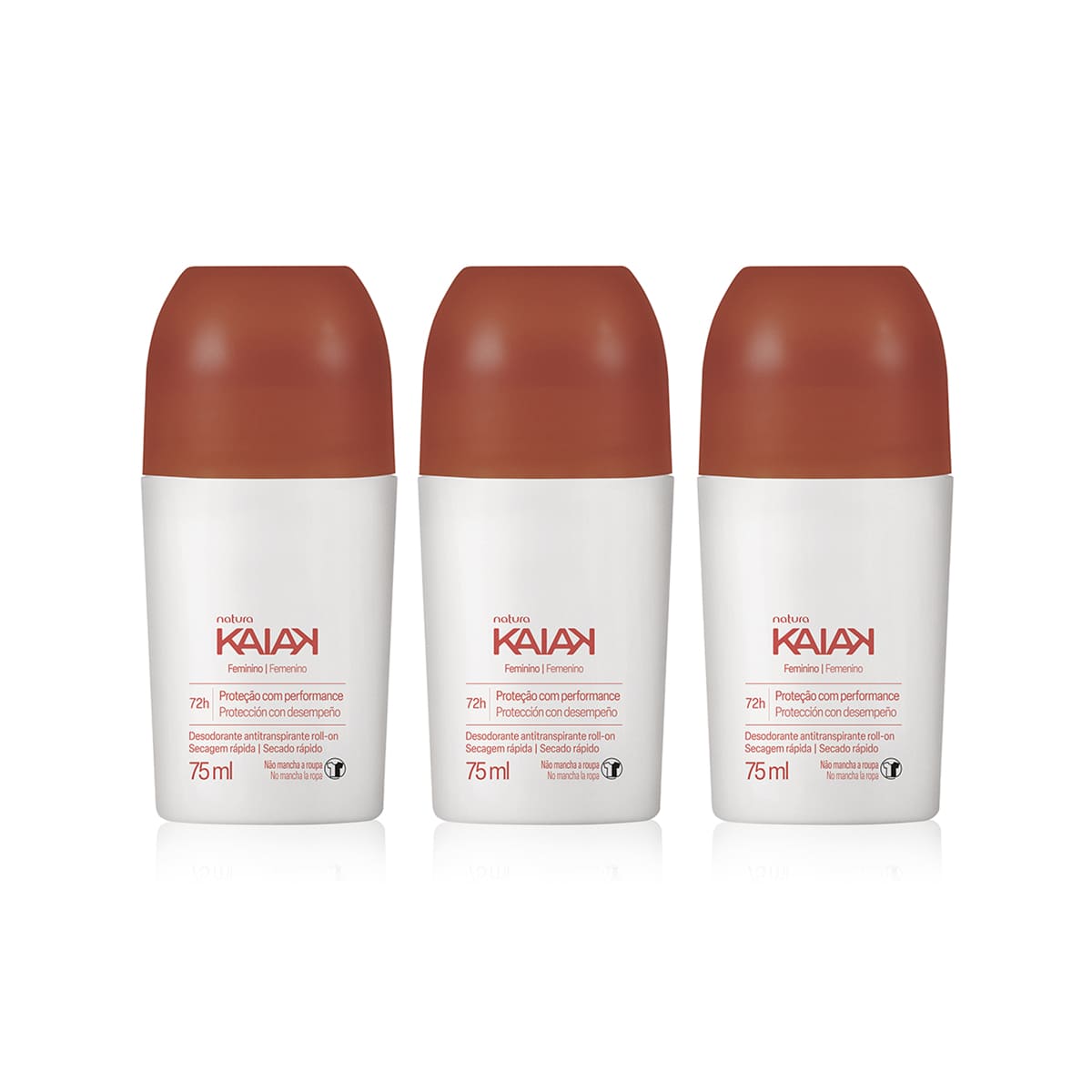 Kit Desodorante Antitranspirante Roll-on Kaiak Feminino (3 unidades)