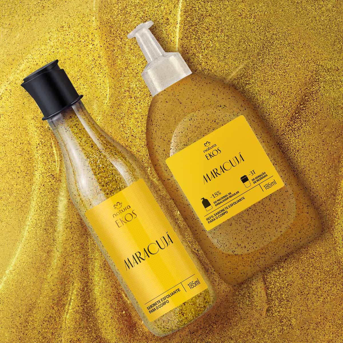 Kit Sabonete Líquido Esfoliante Ekos Maracujá com Refil
