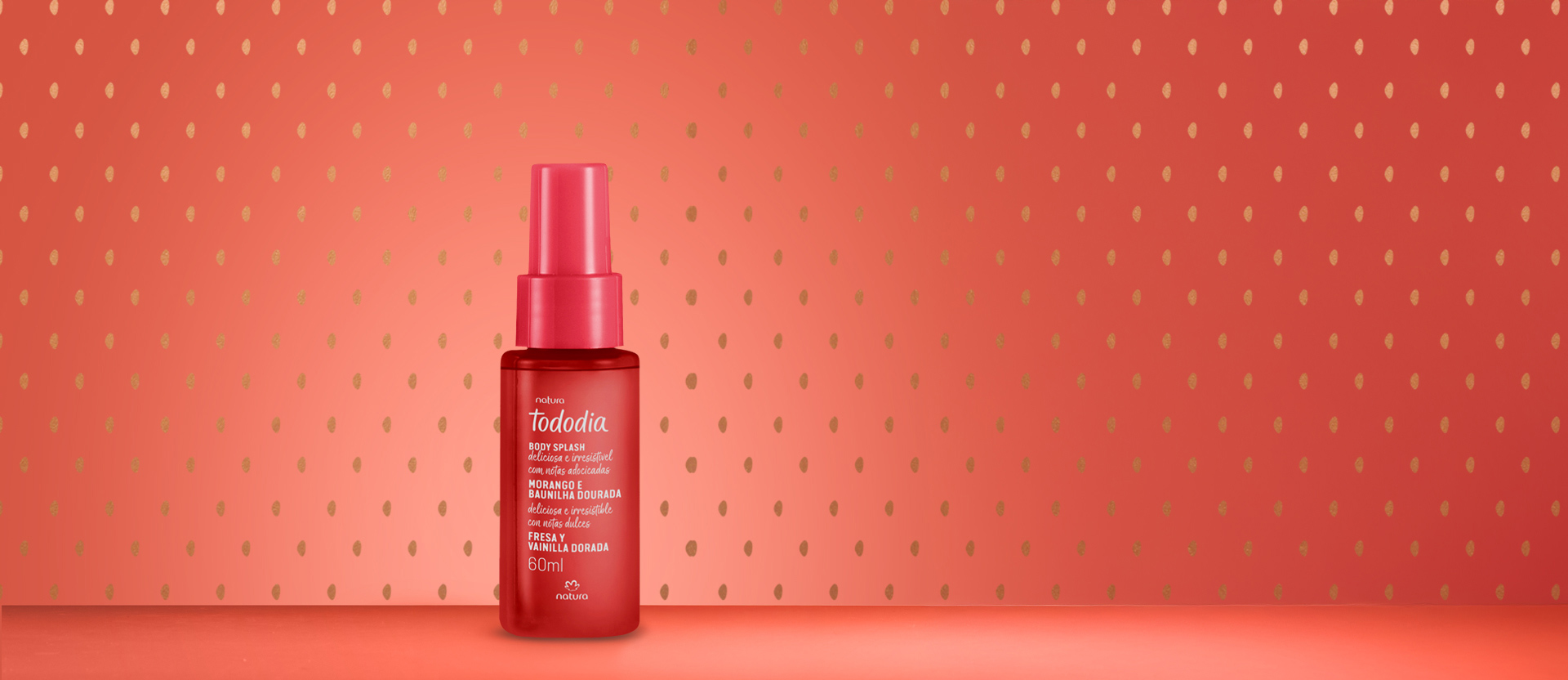 Body Splash Tododia Morango e Baunilha Dourada 60 ml