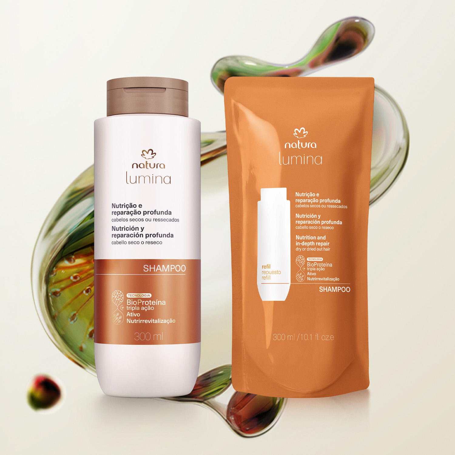 Kit Shampoo Nutrição e Reparação Profunda Lumina com Refil (2 produtos)