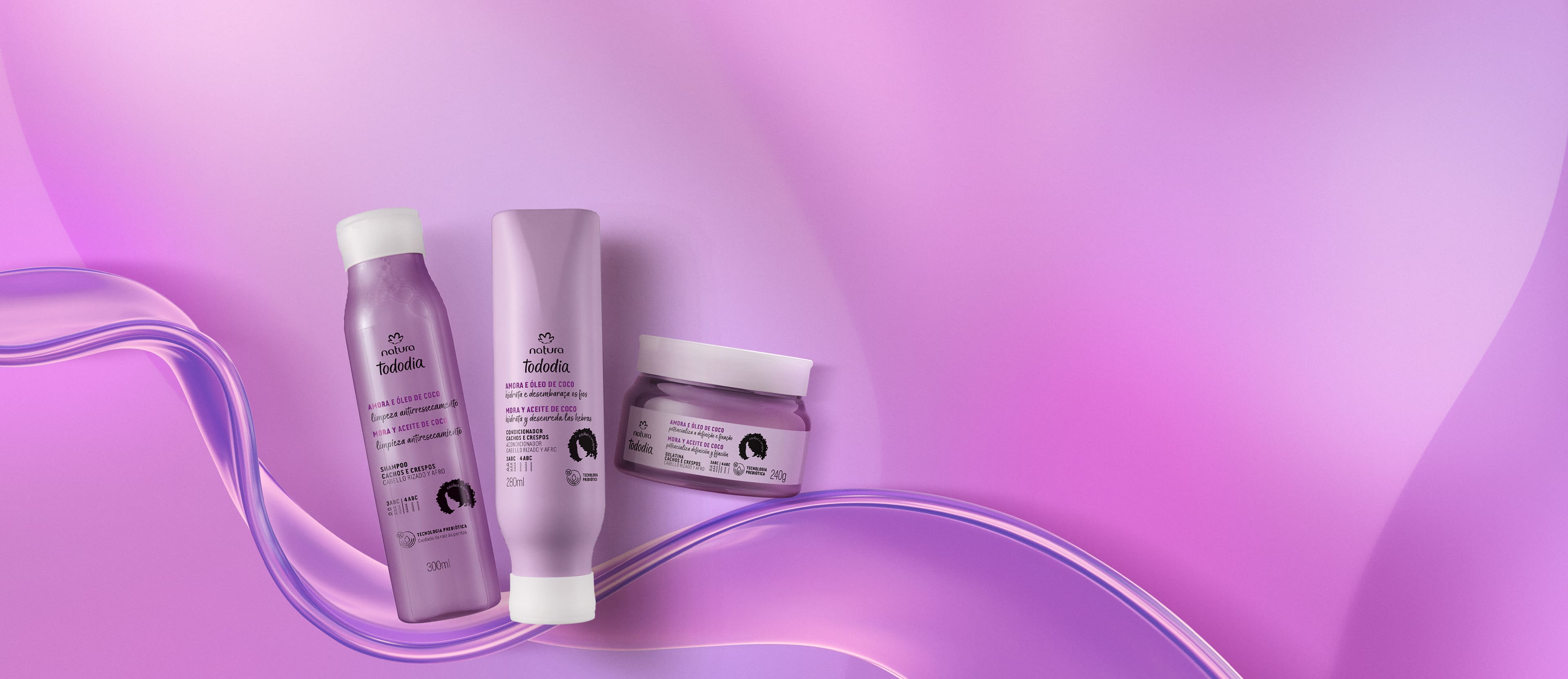 Kit Cachos e Crespos Tododia Amora e Óleo de Coco (3 produtos)