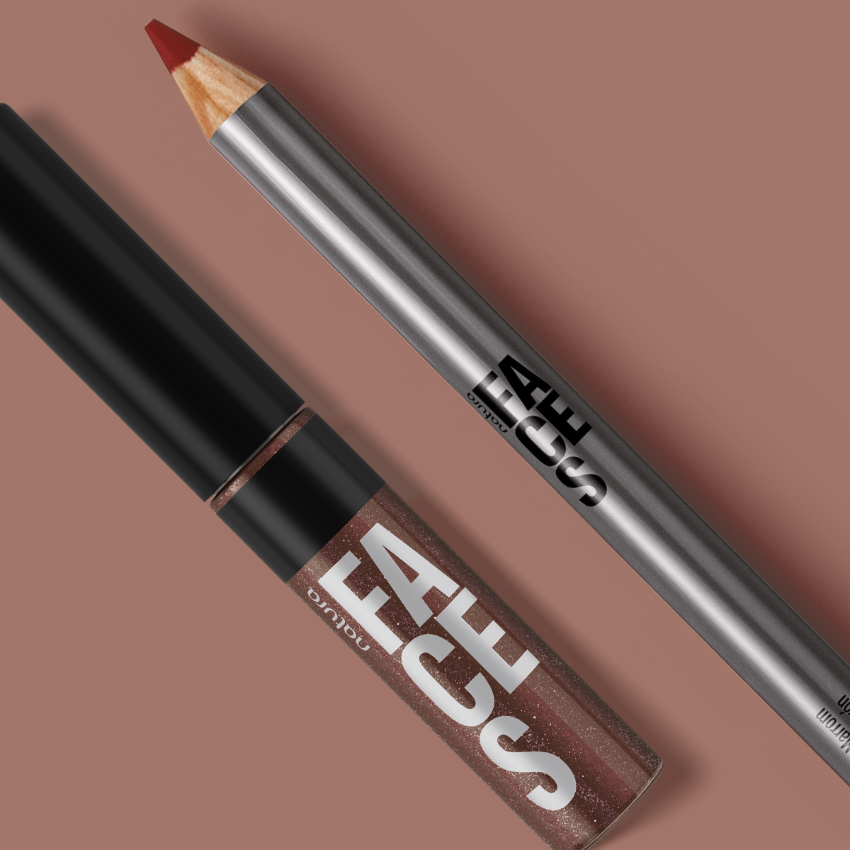 Kit Faces Lip Combo Gloss Brown Star e Lápis Marrom