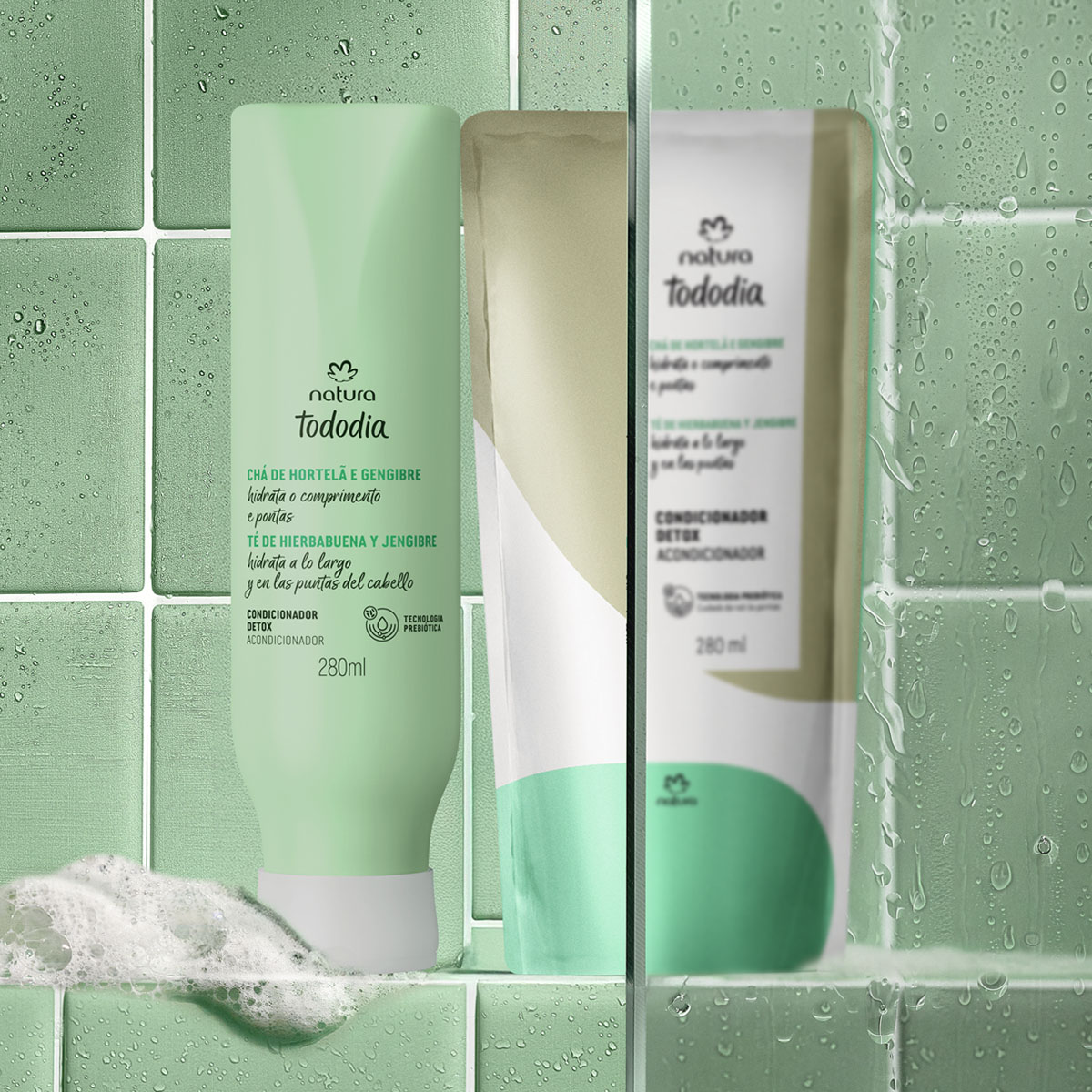 Kit Condicionador Detox Tododia Chá de Hortelã e Gengibre com Refil