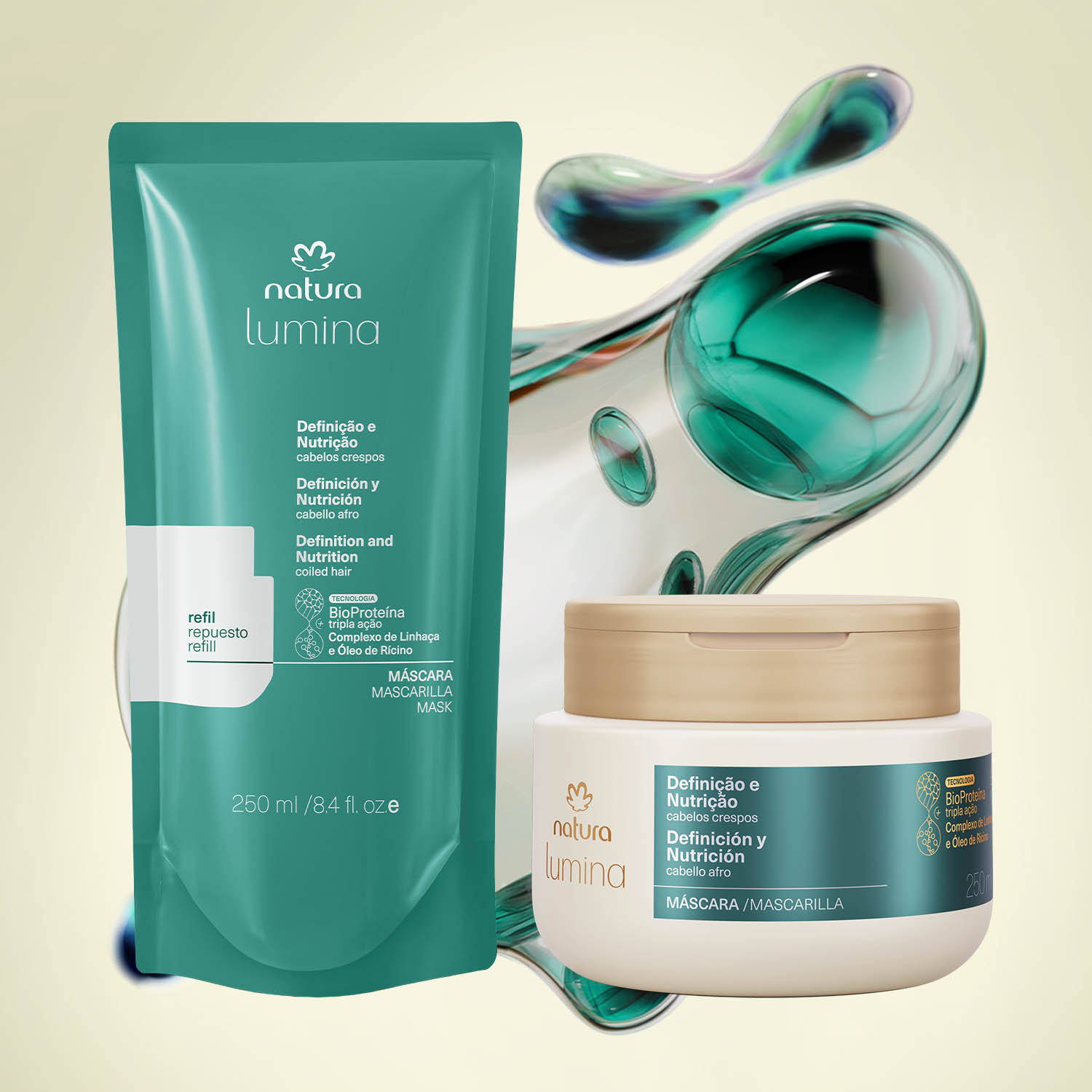 Kit Máscara com Refil Lumina Definição e Nutrição para Cabelos Crespos