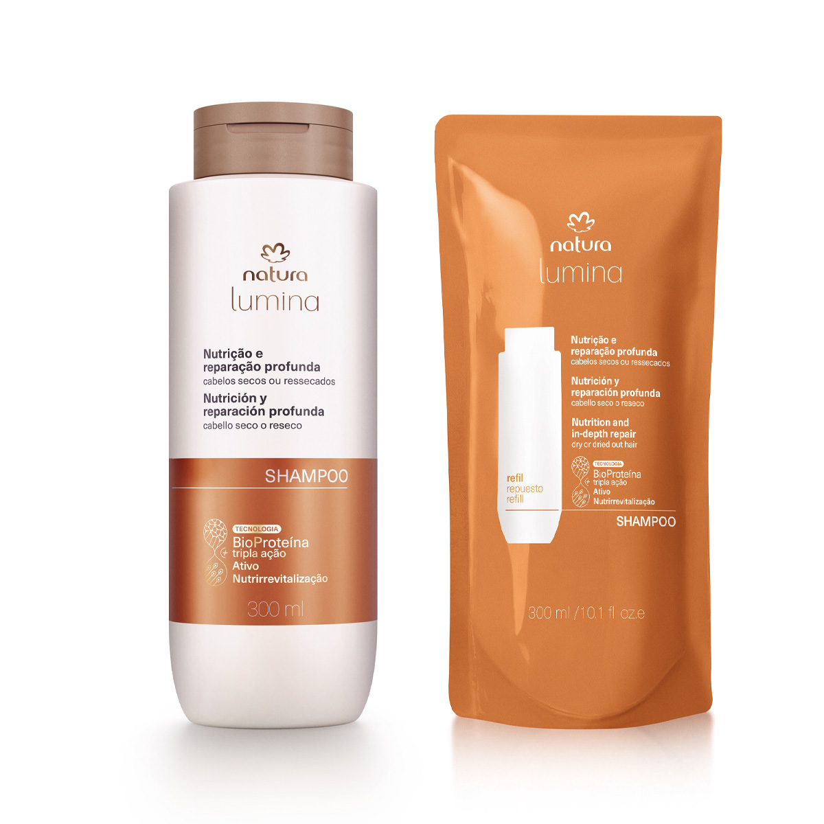 Kit Shampoo Nutrição e Reparação Profunda Lumina com Refil (2 produtos)