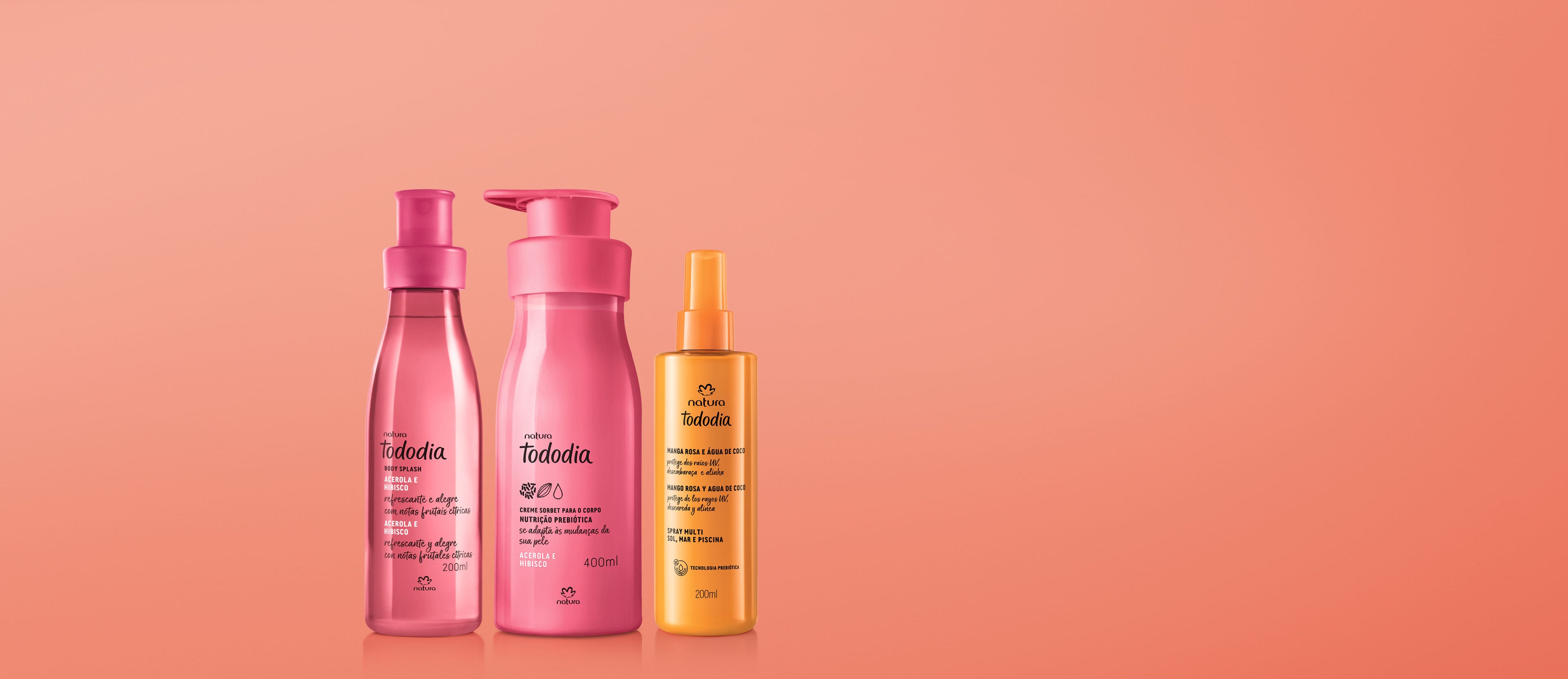 Kit Verão Tododia Acerola e Hibisco Creme Corporal, Body Splash e Spray Capilar