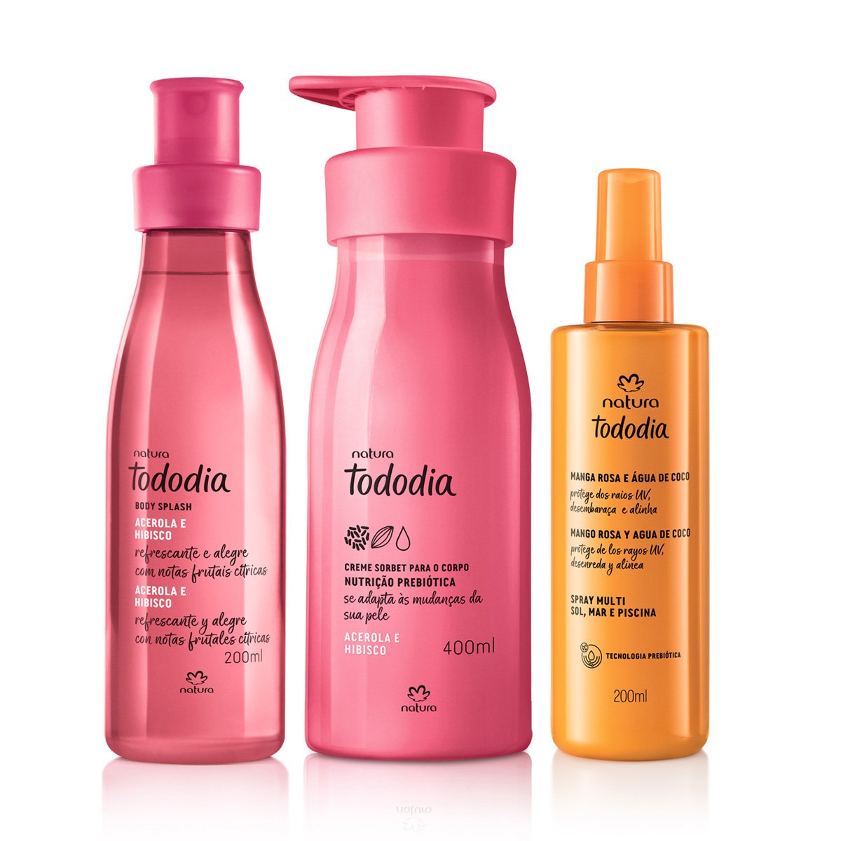 Kit Verão Tododia Acerola e Hibisco Creme Corporal, Body Splash e Spray Capilar
