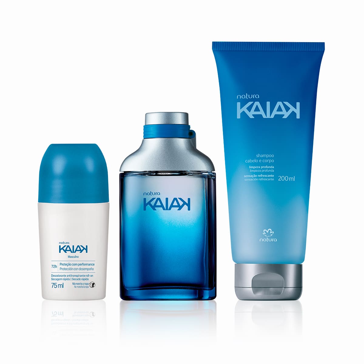 Kit Kaiak Masculino, Desodorante Roll-on e Shampoo (3 produtos)