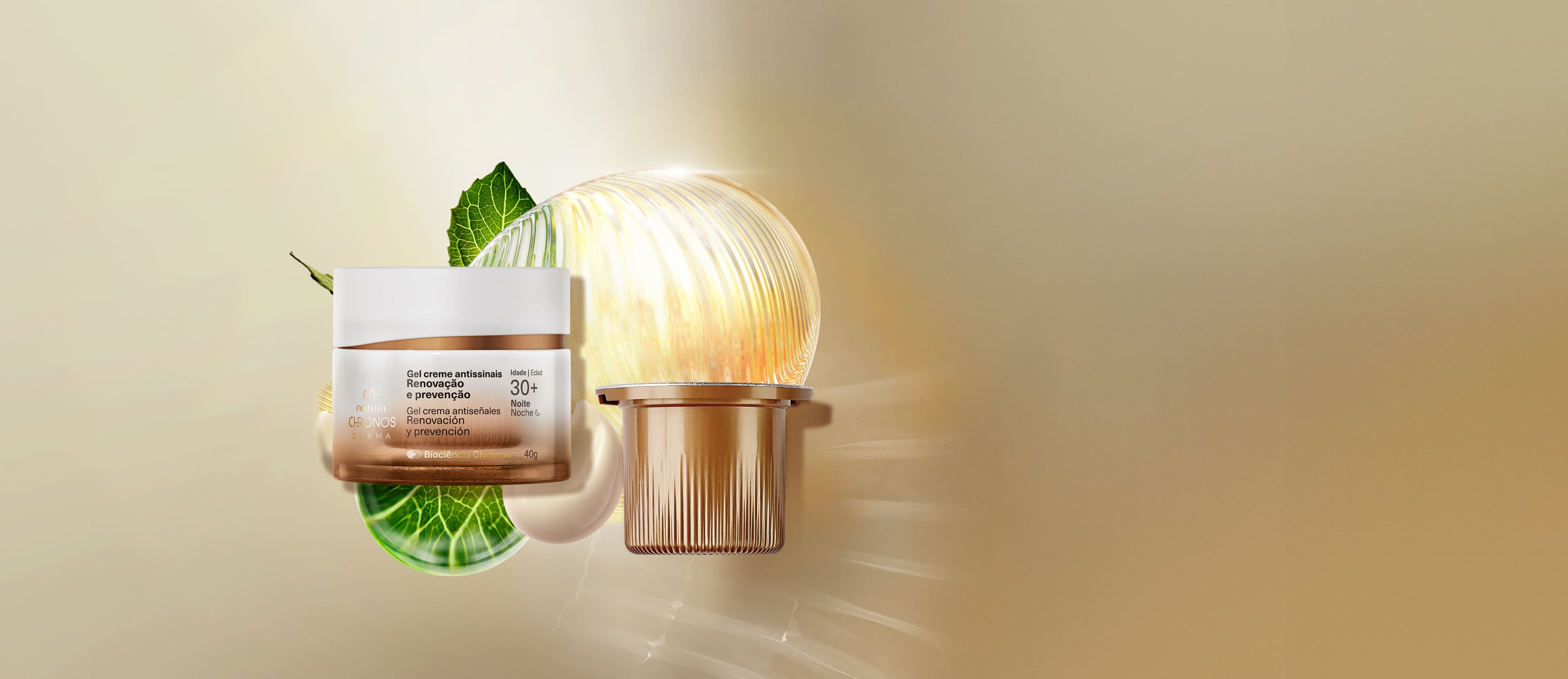Kit Gel Creme Antissinais 30+ Noite Chronos Derma com Refil