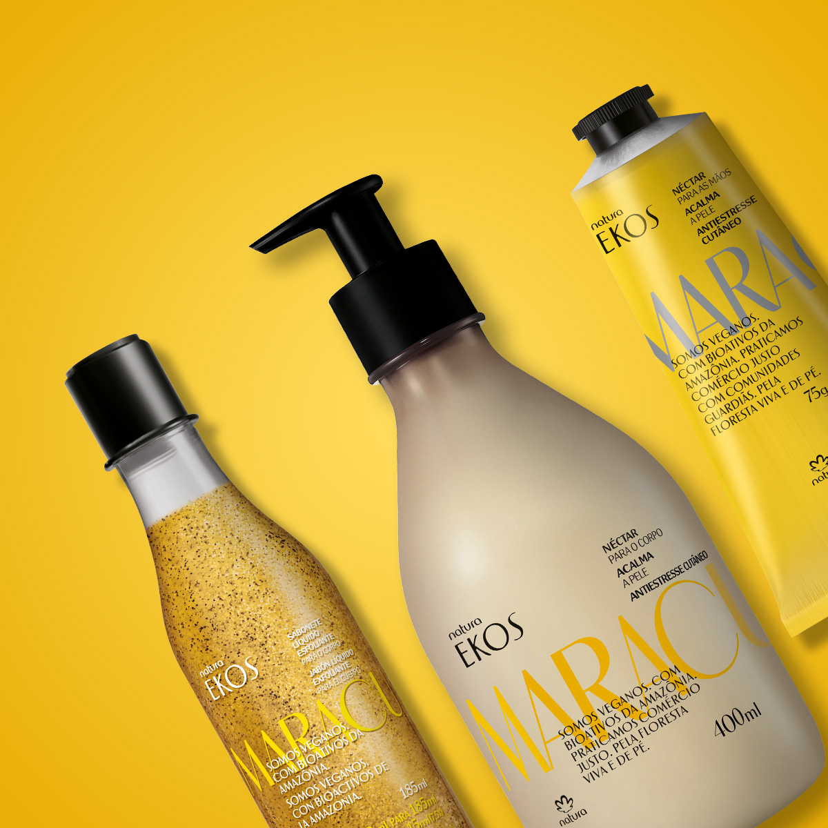 Kit Ekos Maracujá Esfoliante e Hidratante Corpo e Mãos (3 produtos)