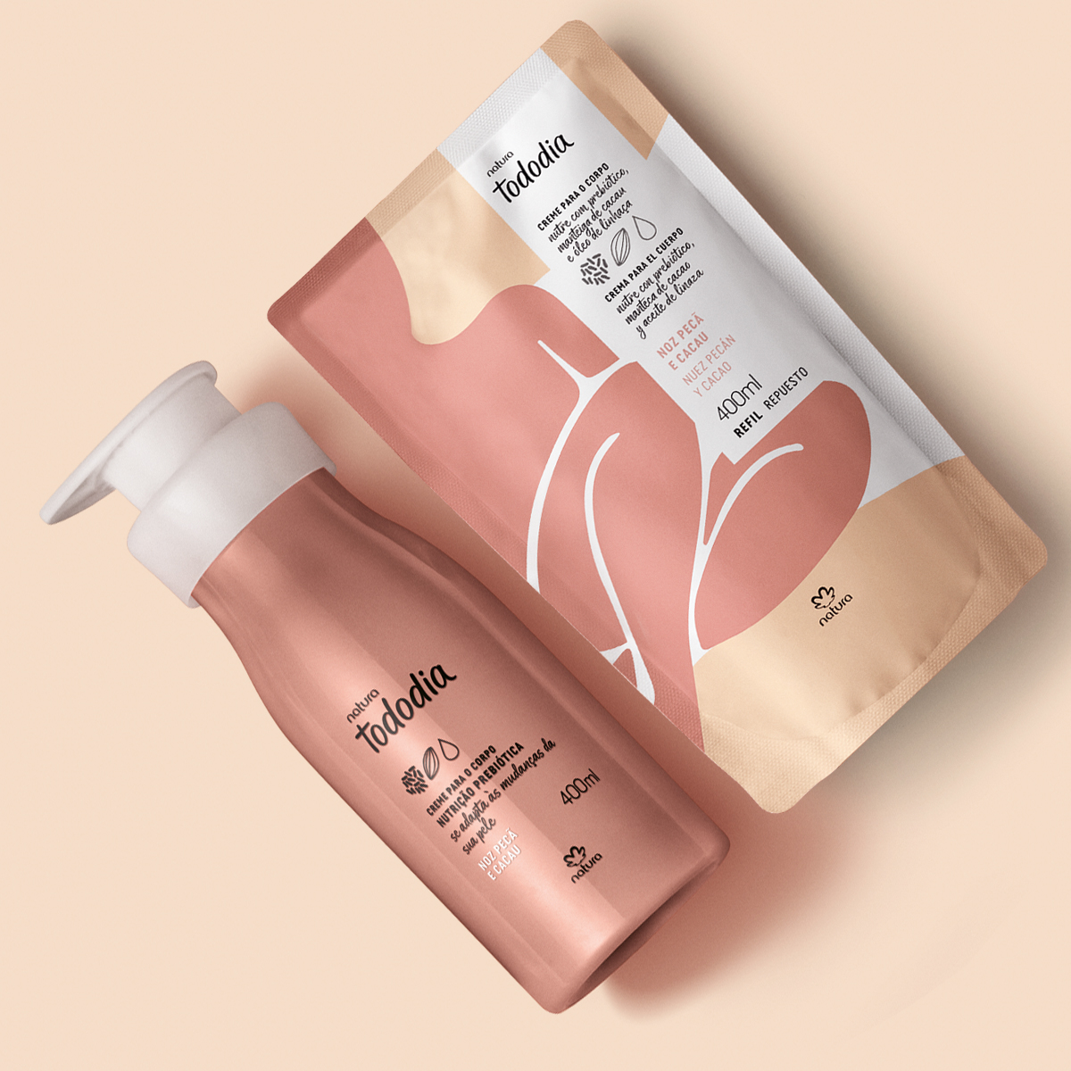 Kit Creme Desodorante Nutritivo para o Corpo Tododia Noz Pecã e Cacau com Refil