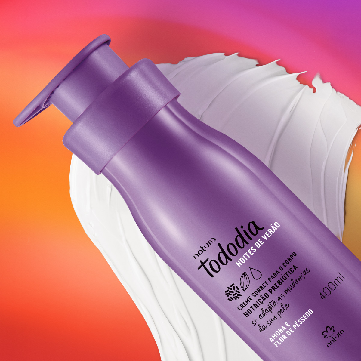 Creme Sorbet Desodorante Nutritivo para o Corpo Tododia Amora e Flor de Pêssego