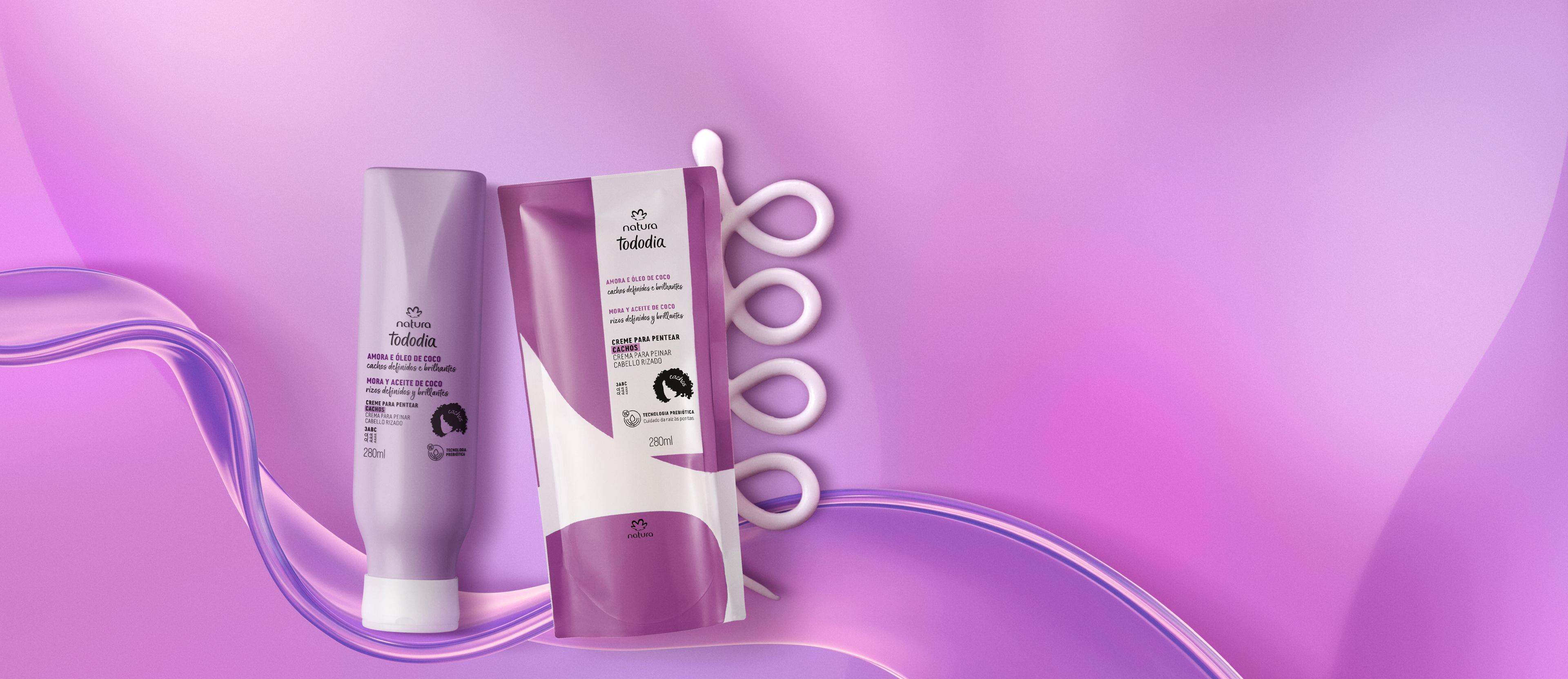 Kit Creme para Pentear Cachos Tododia Amora e Óleo de Coco com Refil (2 produtos)