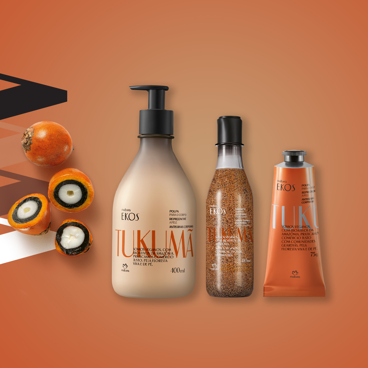 Kit Ekos Tukumã Esfoliante e Hidratante Corpo e Mãos (3 produtos)