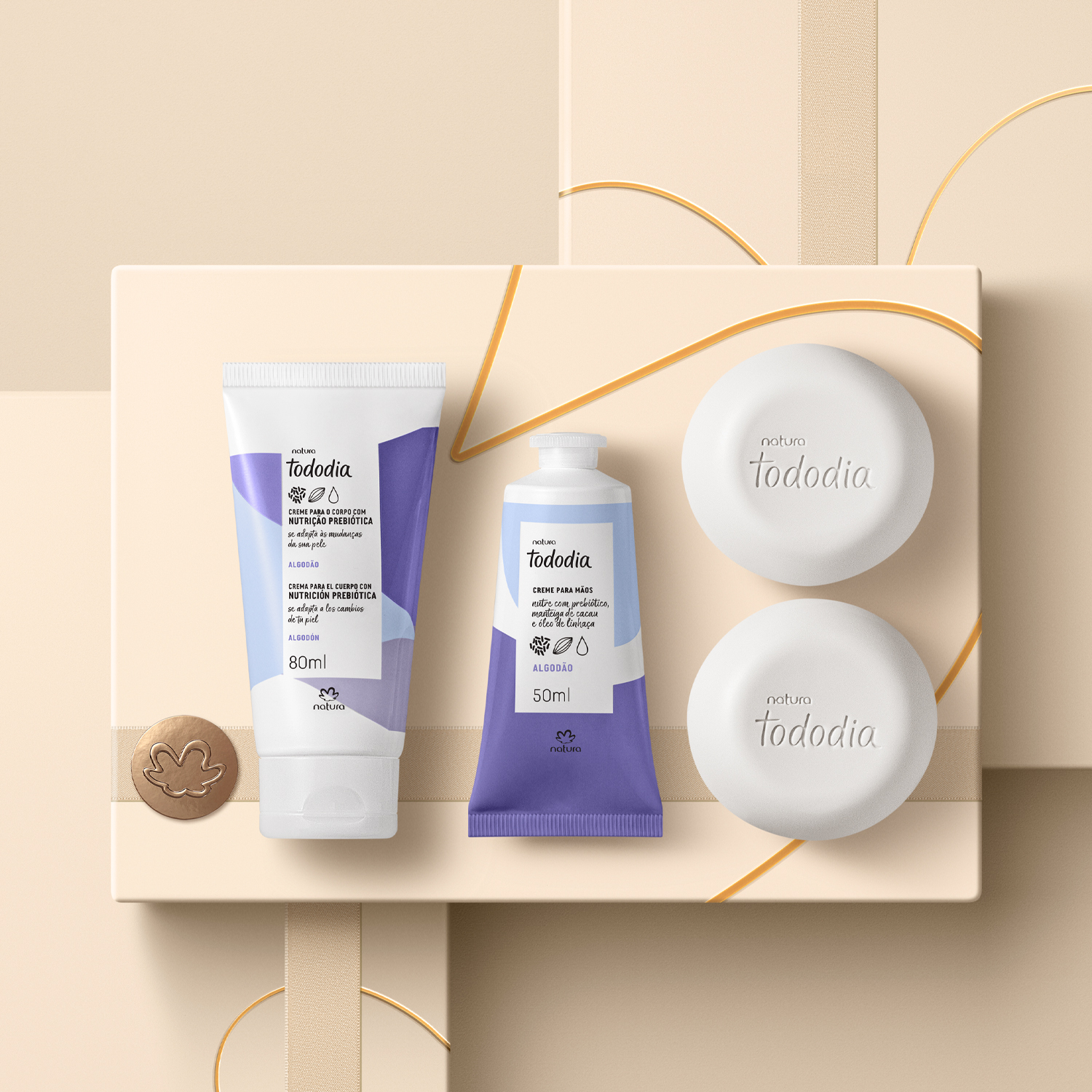 Presente Natura Tododia Algodão Cuidado Essencial (3 produtos)