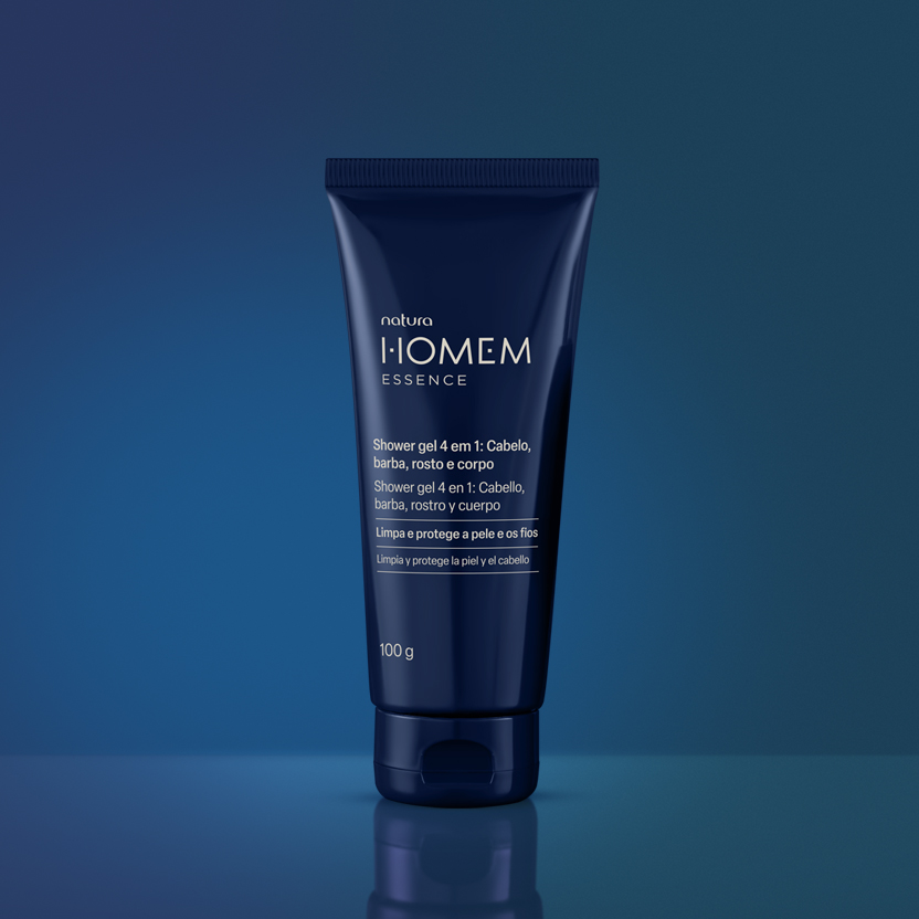 Shower Gel 4 em 1 Cabelo, Barba, Rosto e Corpo Natura Homem Essence