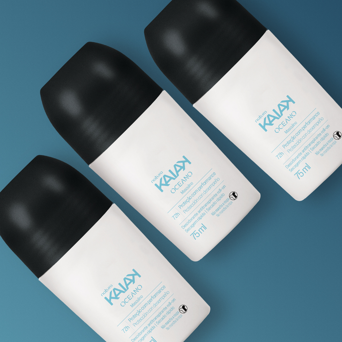 Kit Desodorante Antitranspirante Roll-on Kaiak Oceano Masculino (3 unidades)