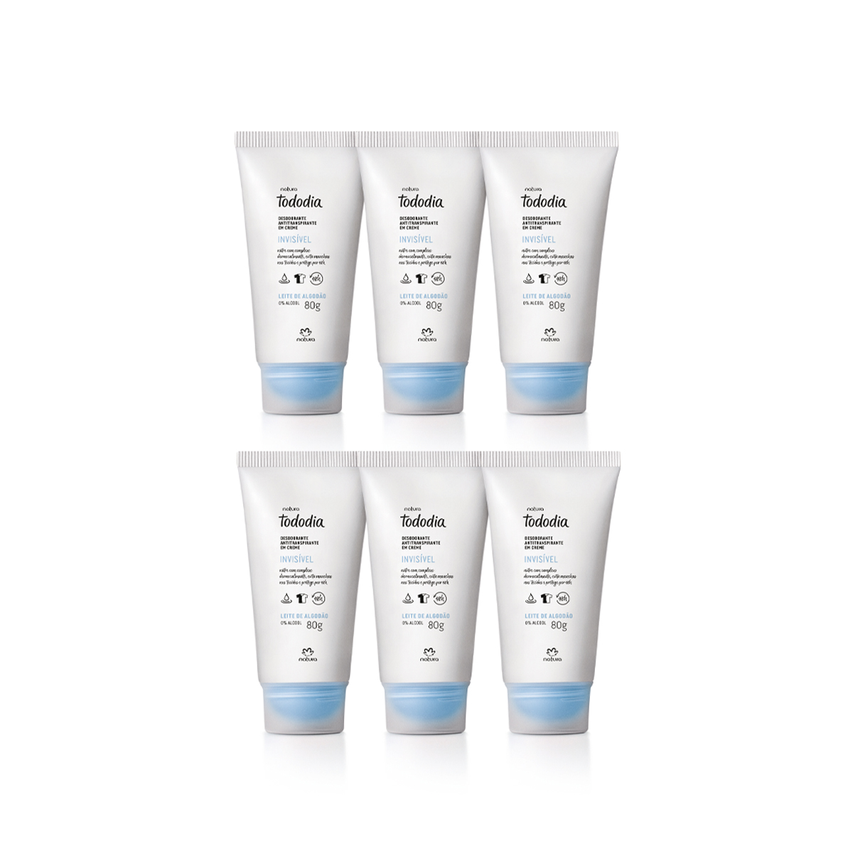 Kit Desodorante Antitranspirante em Creme Tododia Leite de Algodão (6 unidades)