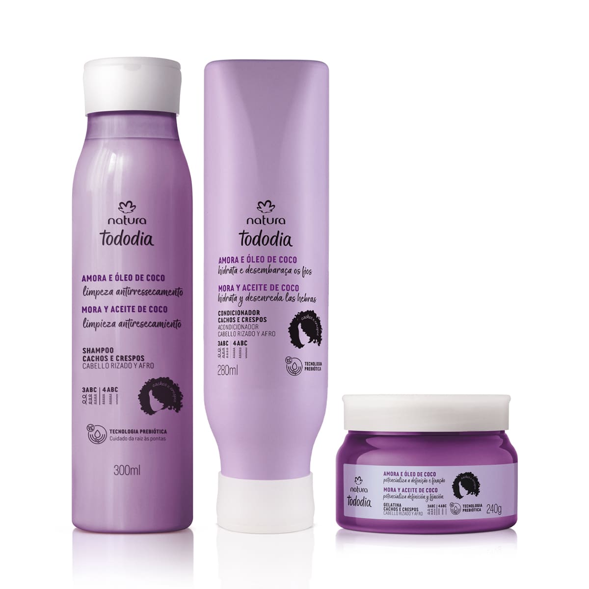 Kit Cachos e Crespos Tododia Amora e Óleo de Coco (3 produtos)