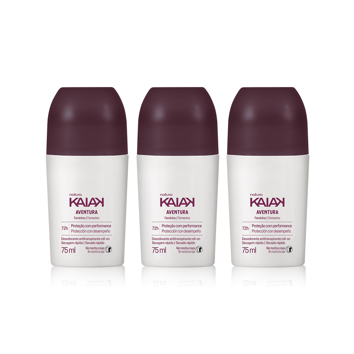 Kit Desodorante Antitranspirante Roll-on Kaiak Aventura Feminino (3 unidades) Kit Desodorante Antitranspirante Roll-on Kaiak Aventura Feminino (3 unidades)