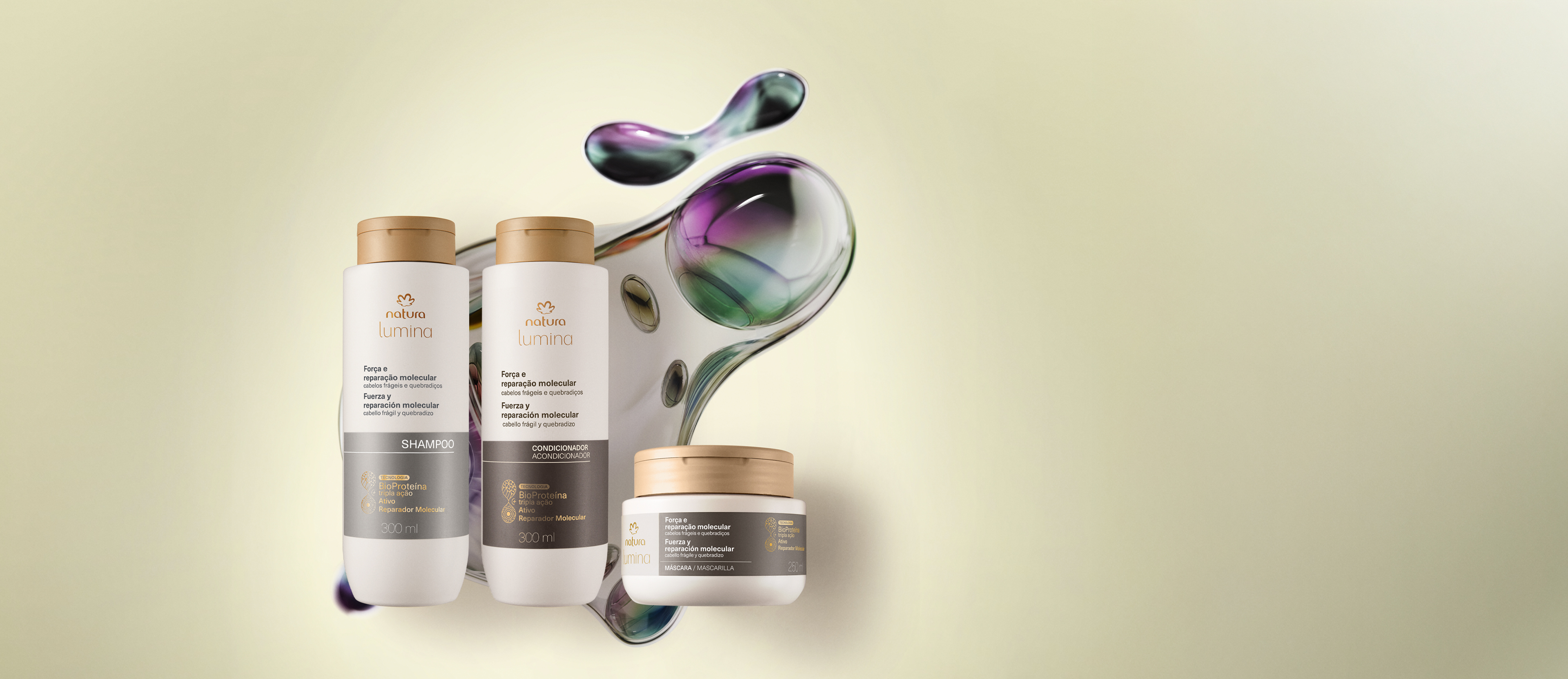 Kit Shampoo, Condicionador e Máscara Lumina Força e Reparação Molecular (3 produtos)