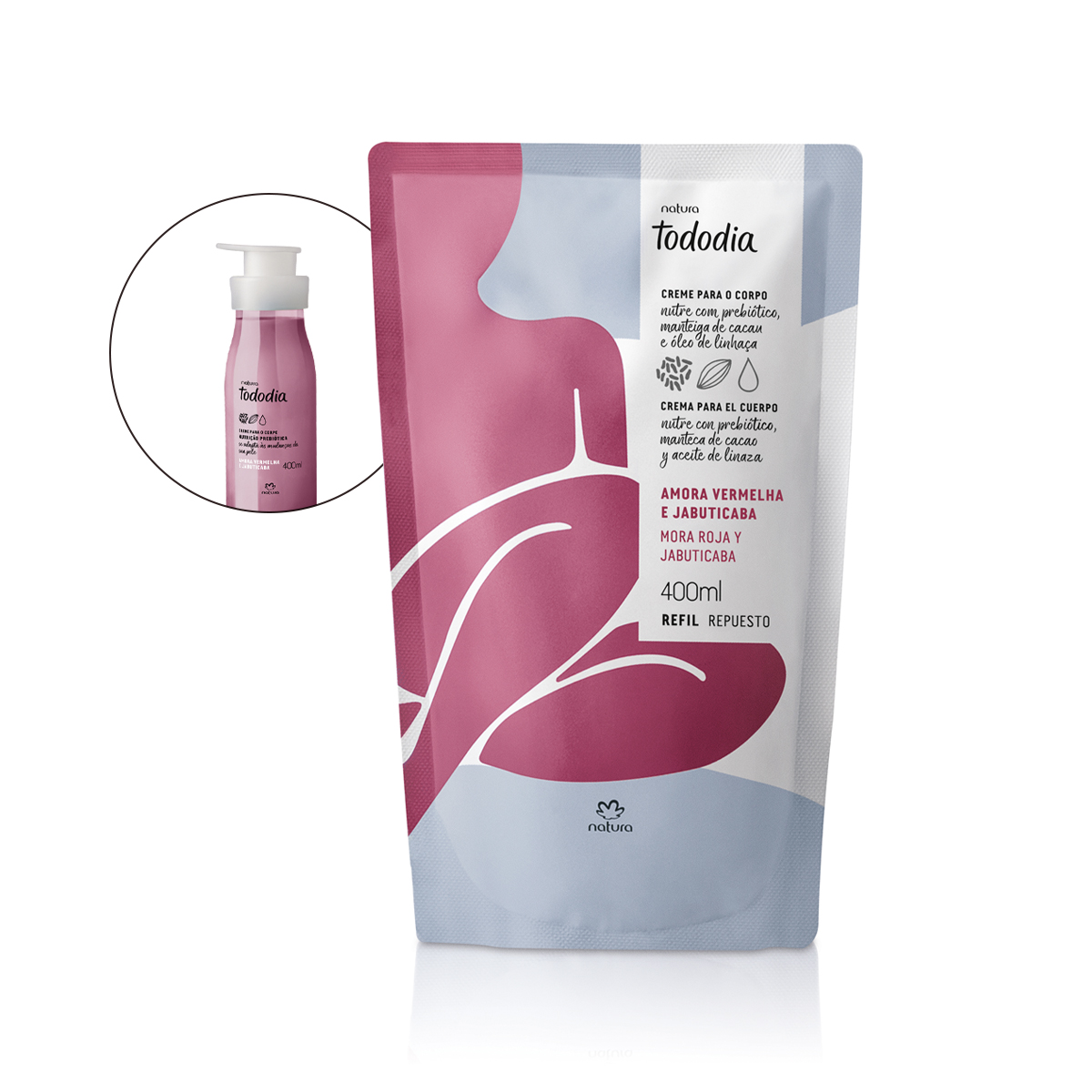 Refil Creme Desodorante Nutritivo para o Corpo Tododia Amora Vermelha e Jabuticaba