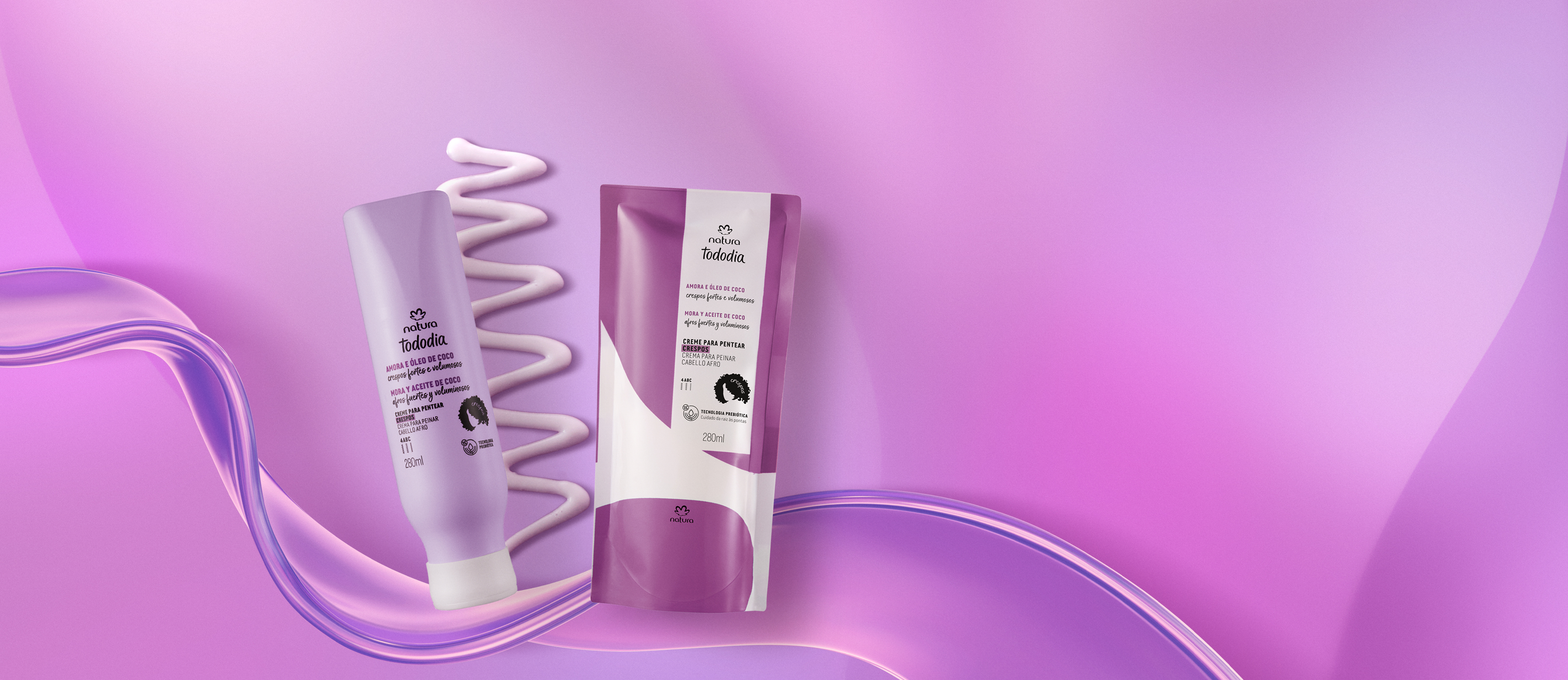 Kit Creme para Pentear Crespos Tododia Amora e Óleo de Coco com Refil (2 produtos)
