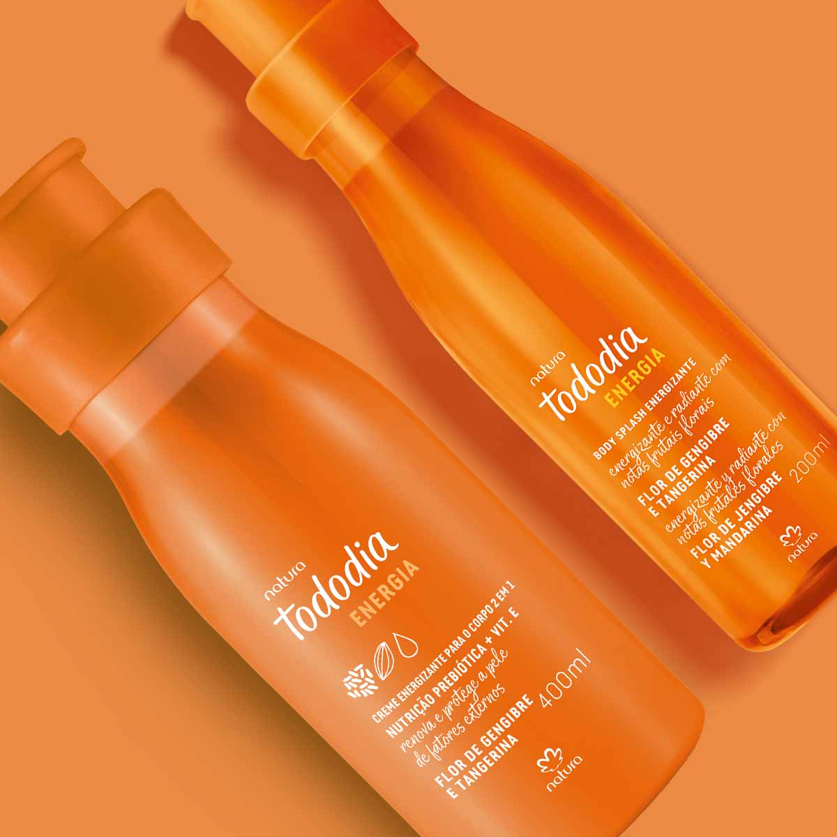 Kit Creme Nutritivo com Body Splash Tododia Energia Flor de Gengibre e Tangerina