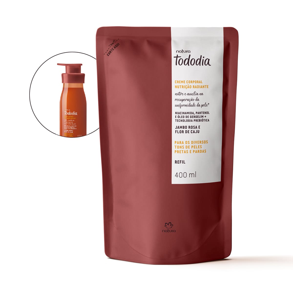 Refil Creme Corporal Nutrição Radiante Tododia Jambo Rosa e Flor de Caju