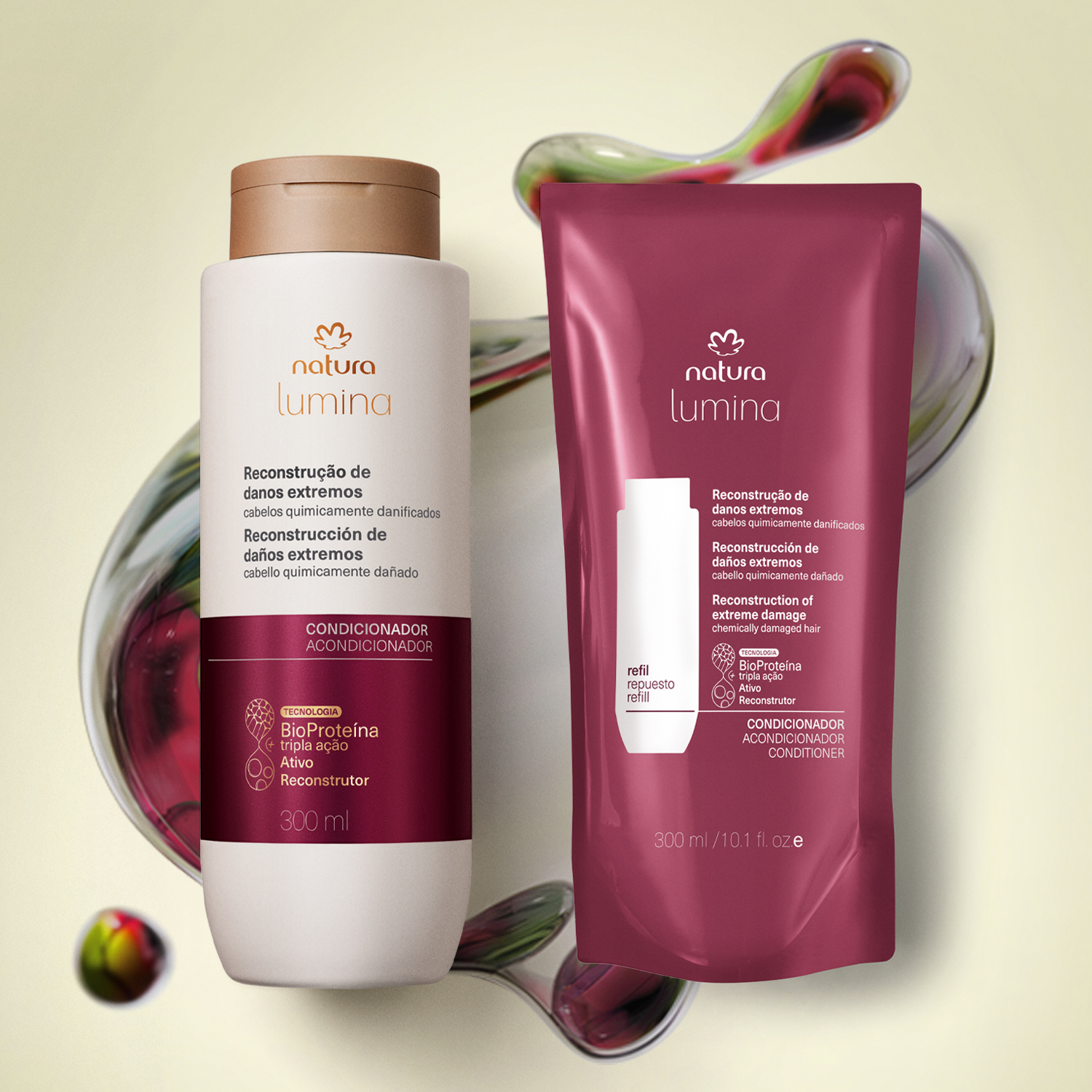 Kit Condicionador Provitalidade Lumina para Reconstrução de Danos Extremos com Refil (2 produtos)