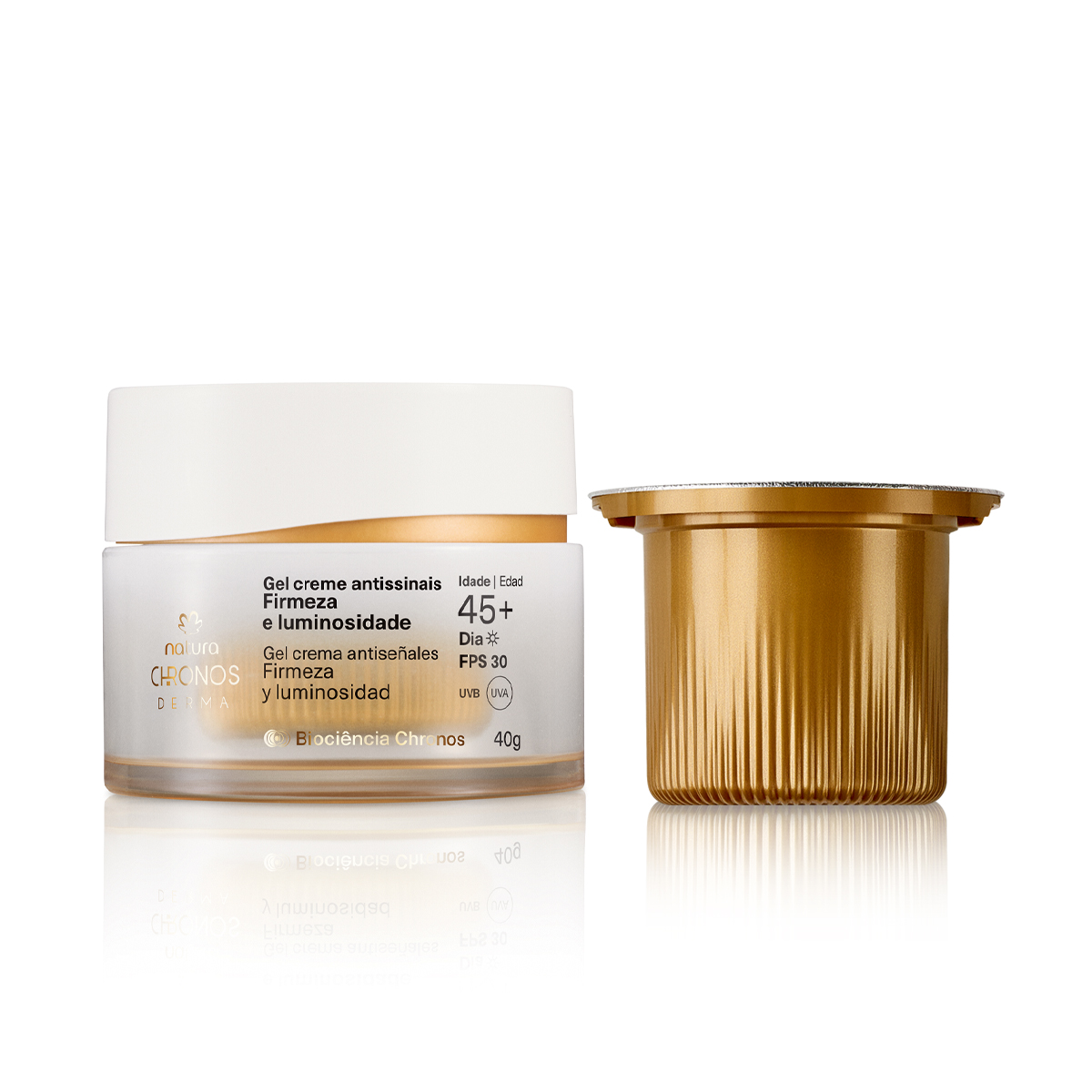 Kit Gel Creme Antissinais 45+ Dia Chronos Derma com Refil
  